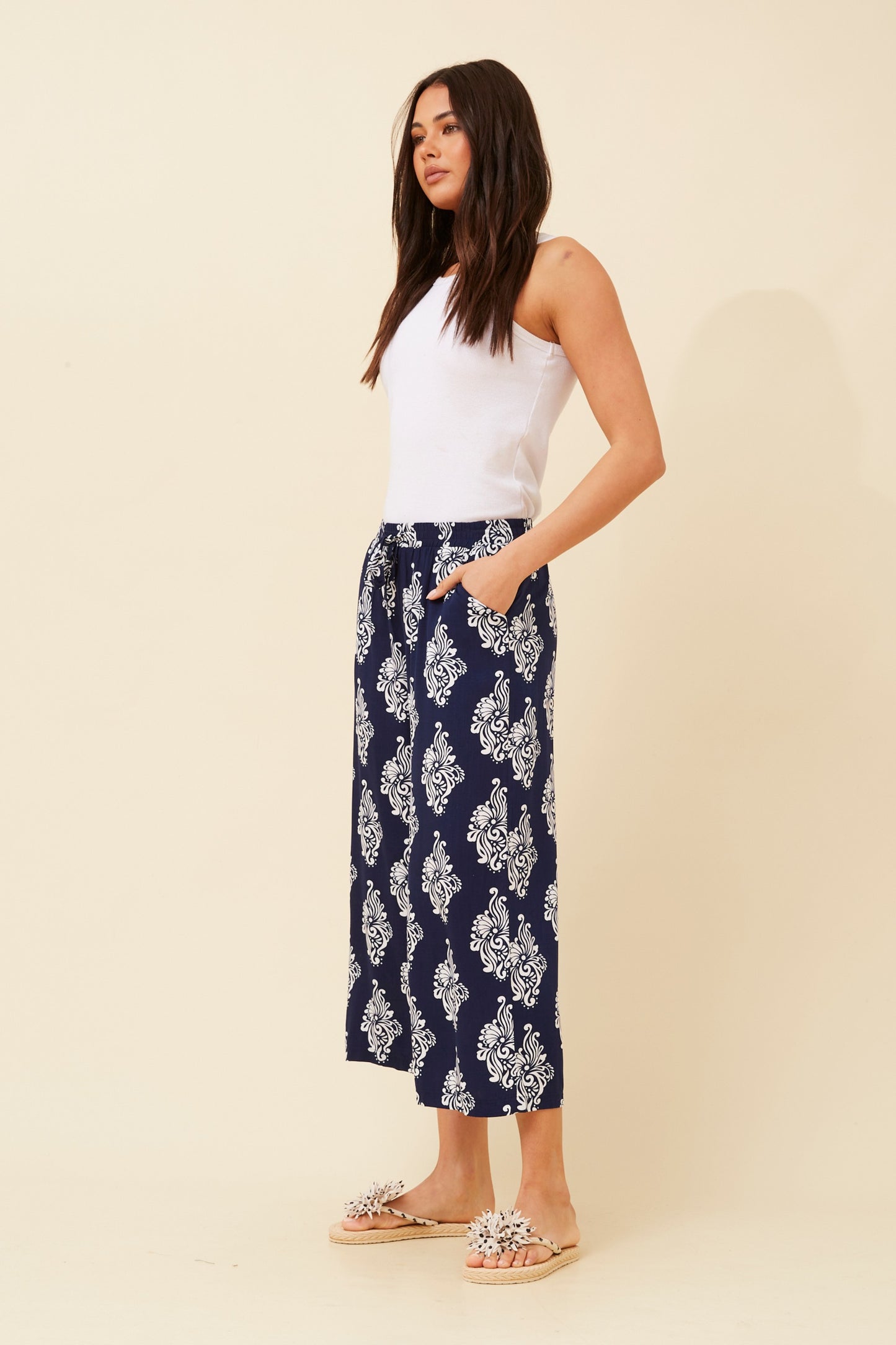 Zen Culotte Pants P523885 Navy