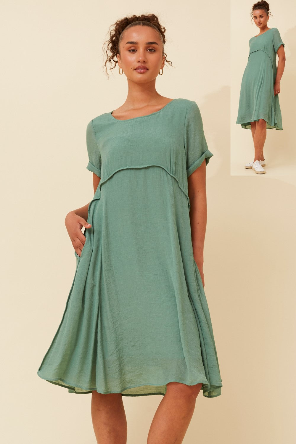 Anni Tunic Midi Dress - Olive 38638K