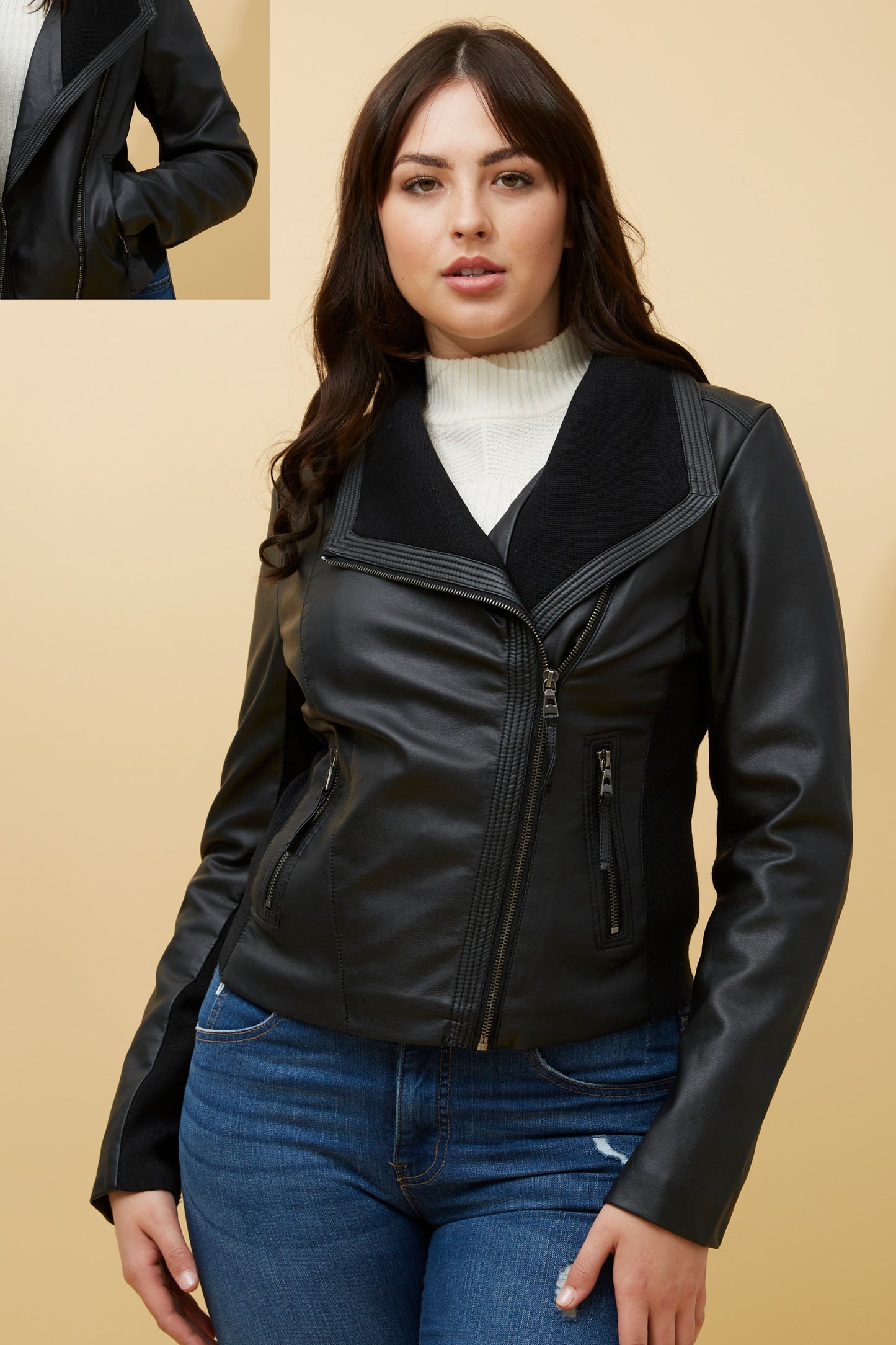 Pleather Biker Jacket J518912