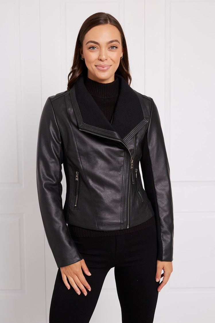 Pleather Biker Jacket J518912