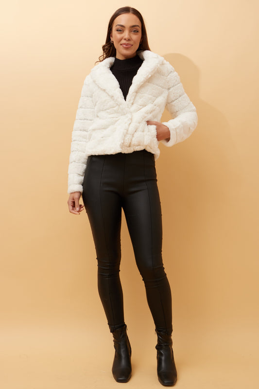 Ava Faux Fur Jacket White J511031