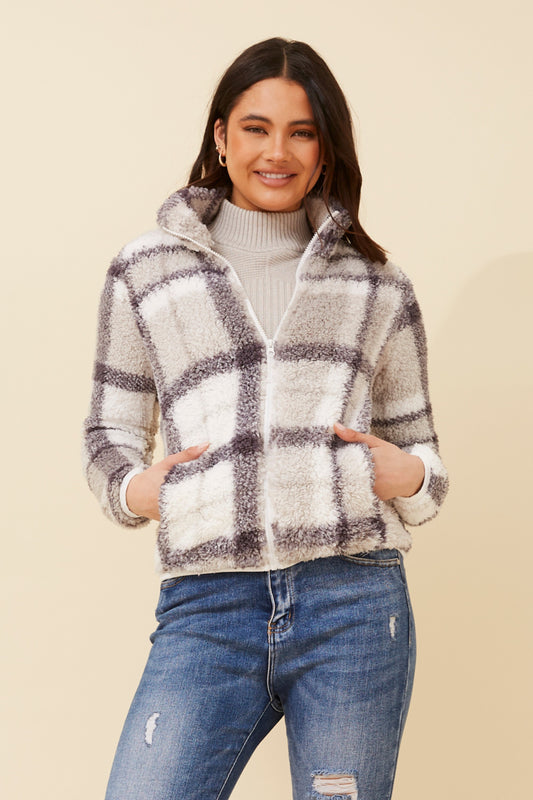 Alex Check Teddy Faux Jacket J520965