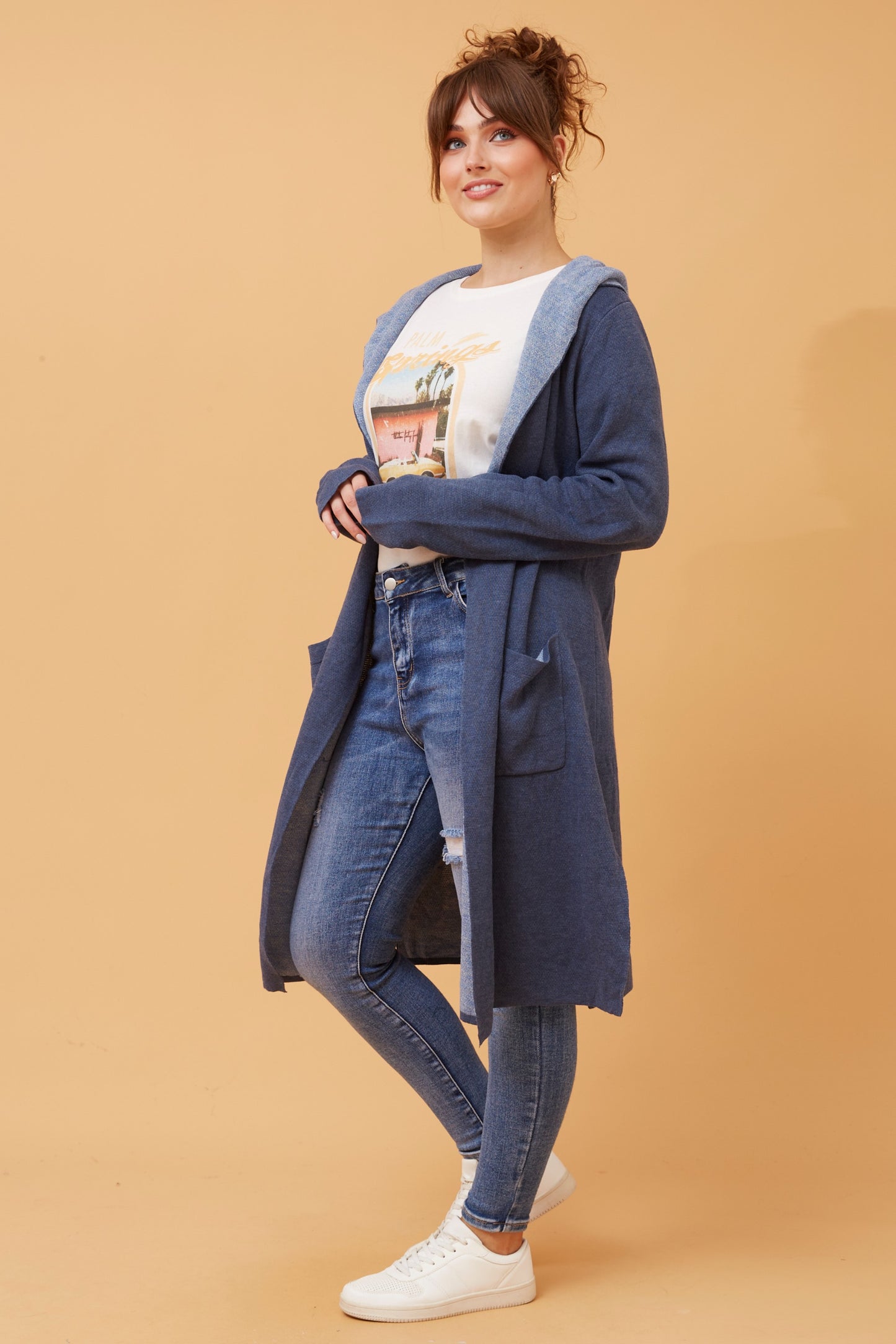 Anna Hooded Knit Denim Cardigan KC506928