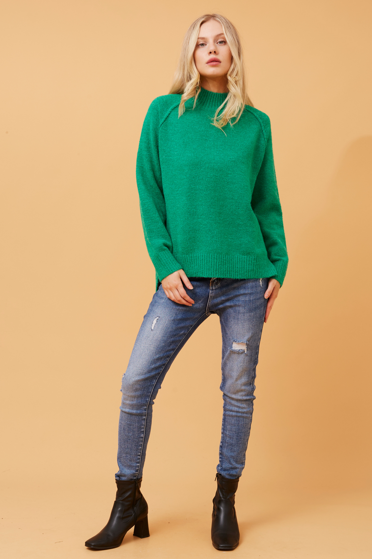 Zoea Solid Knit Jumper Jade KP507390