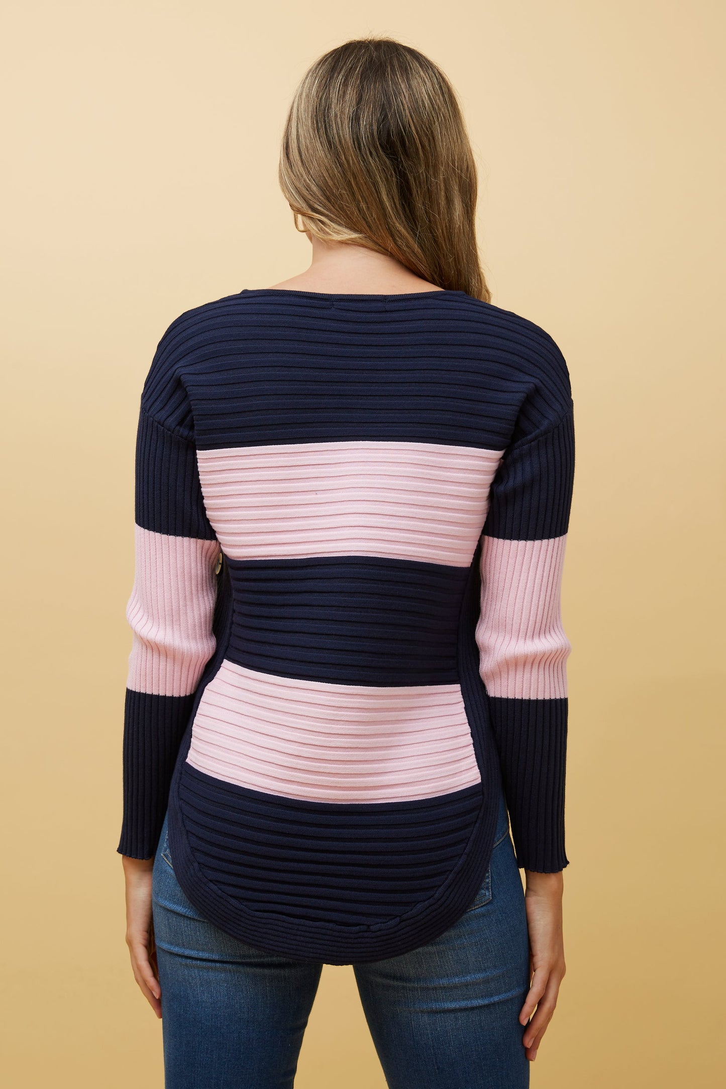 Artha Colour Block Knit Jumper Navy KP515218