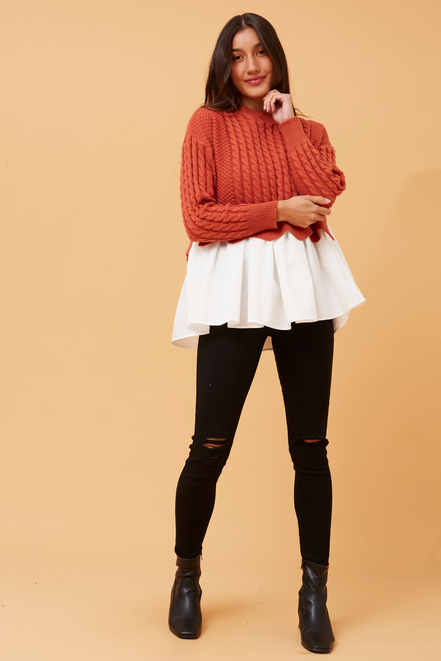 Ivana Knit Jumper- Burnt Orange KP515802