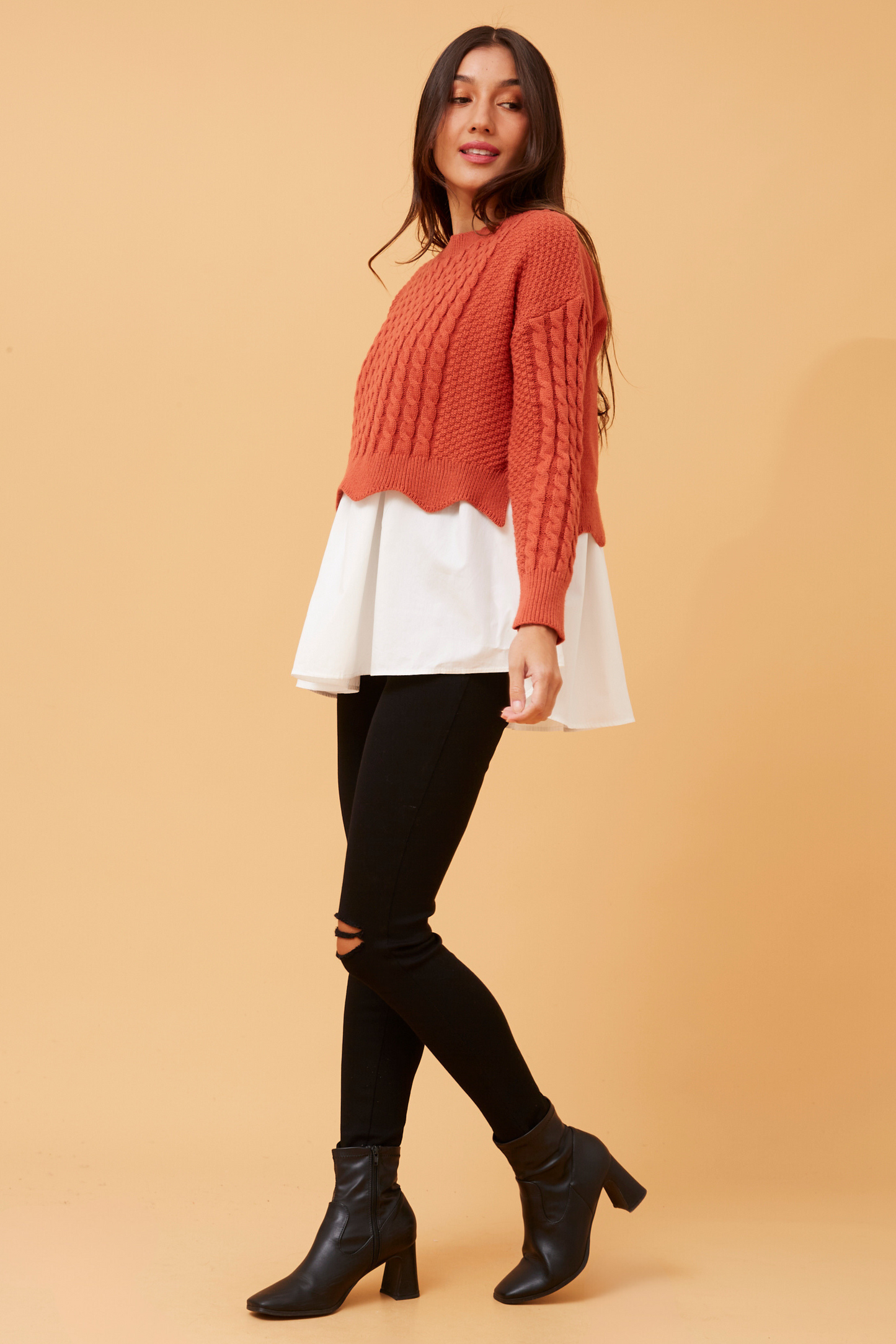 Ivana Knit Jumper- Burnt Orange KP515802