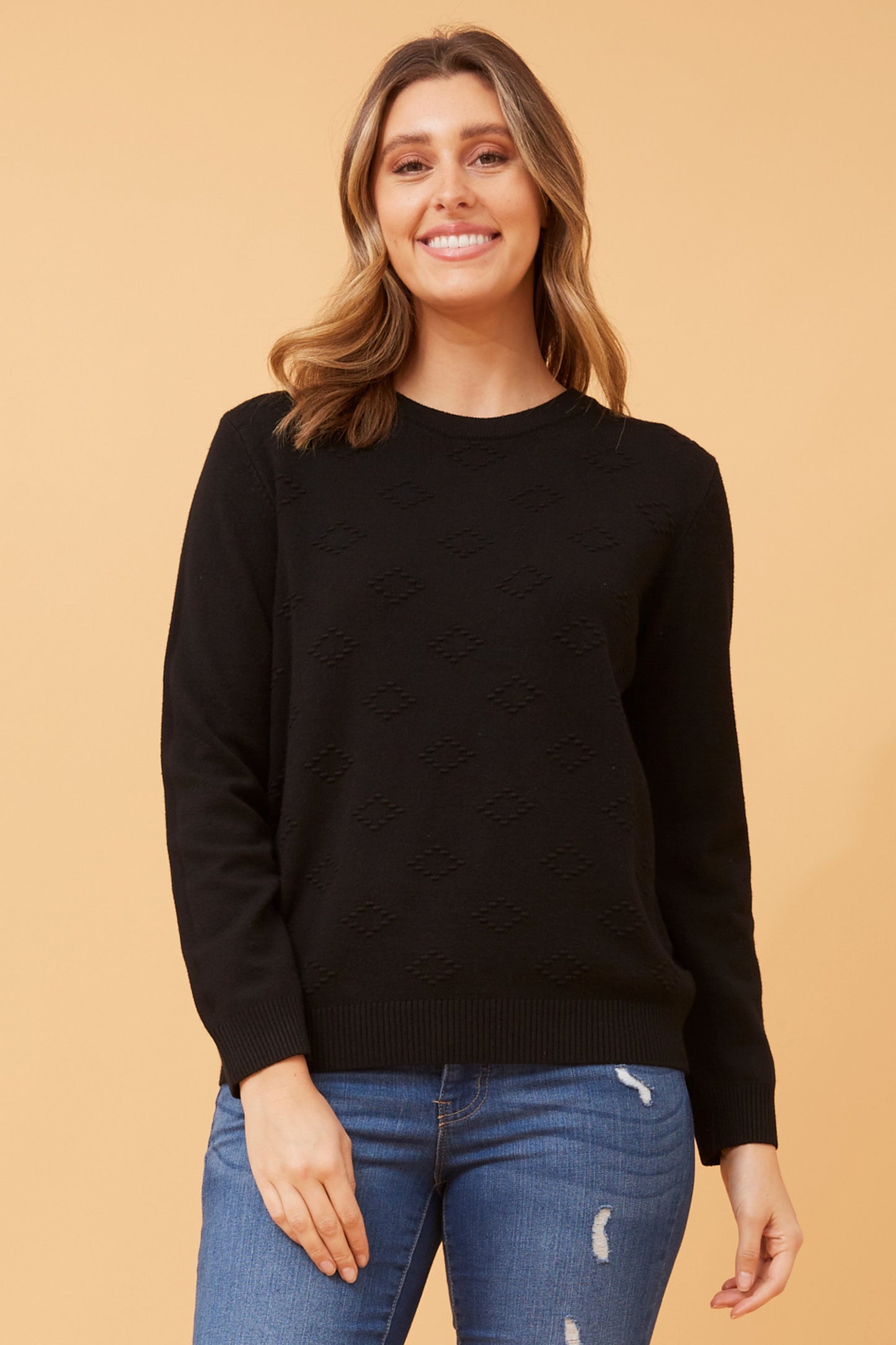 Beau Textured Pullover Black KP518378