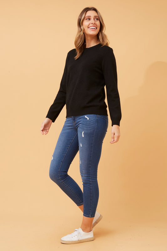 Beau Textured Pullover Black KP518378