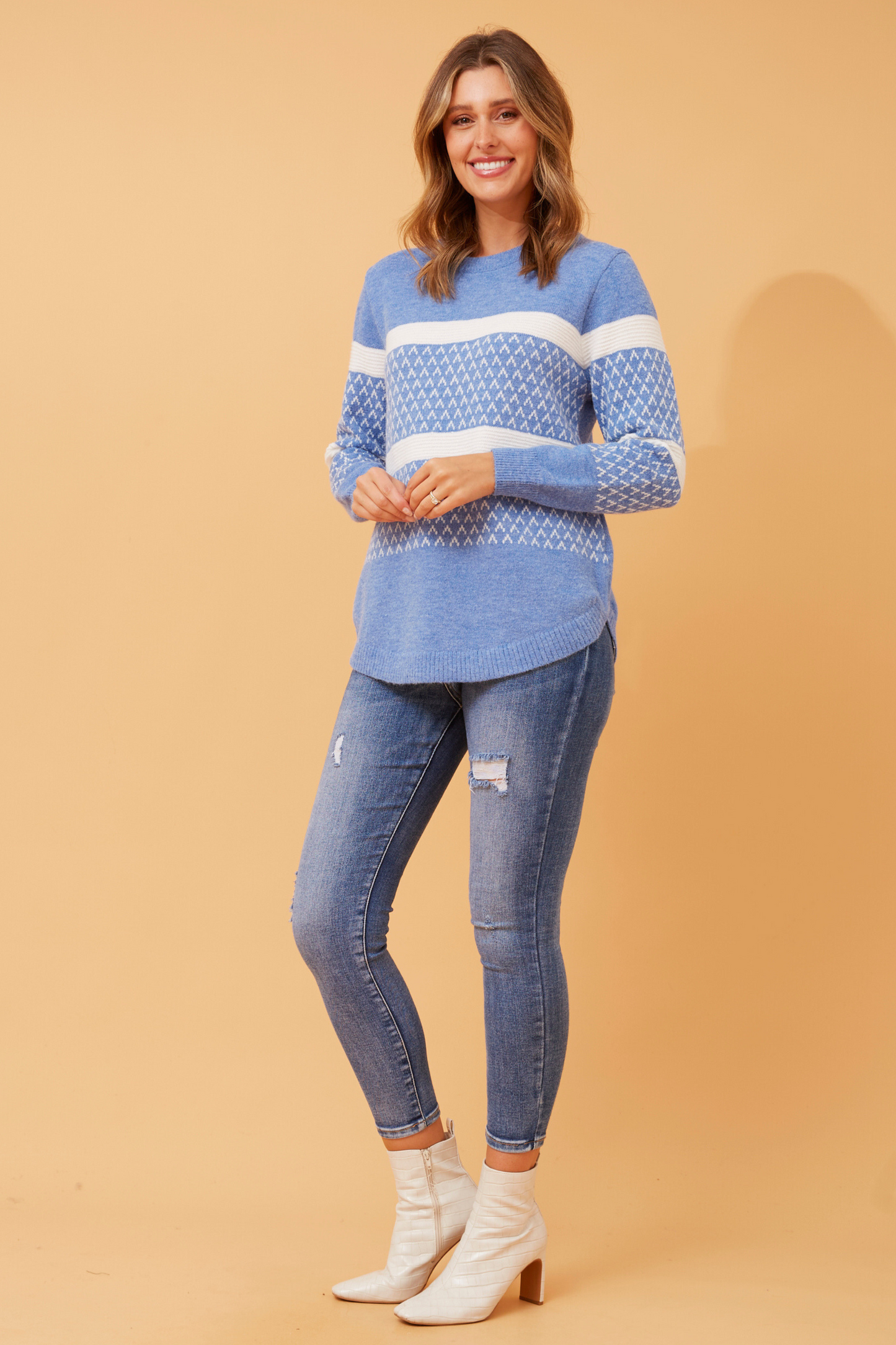 Blair Knit Jumper with Stripes and Jacquard KP519481