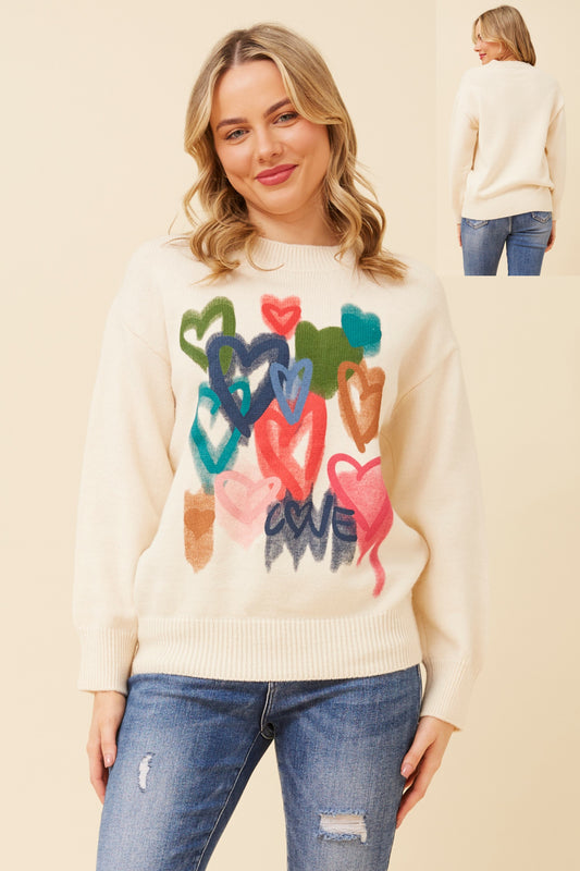 Heart Pattern  Knit Pullover KP732917