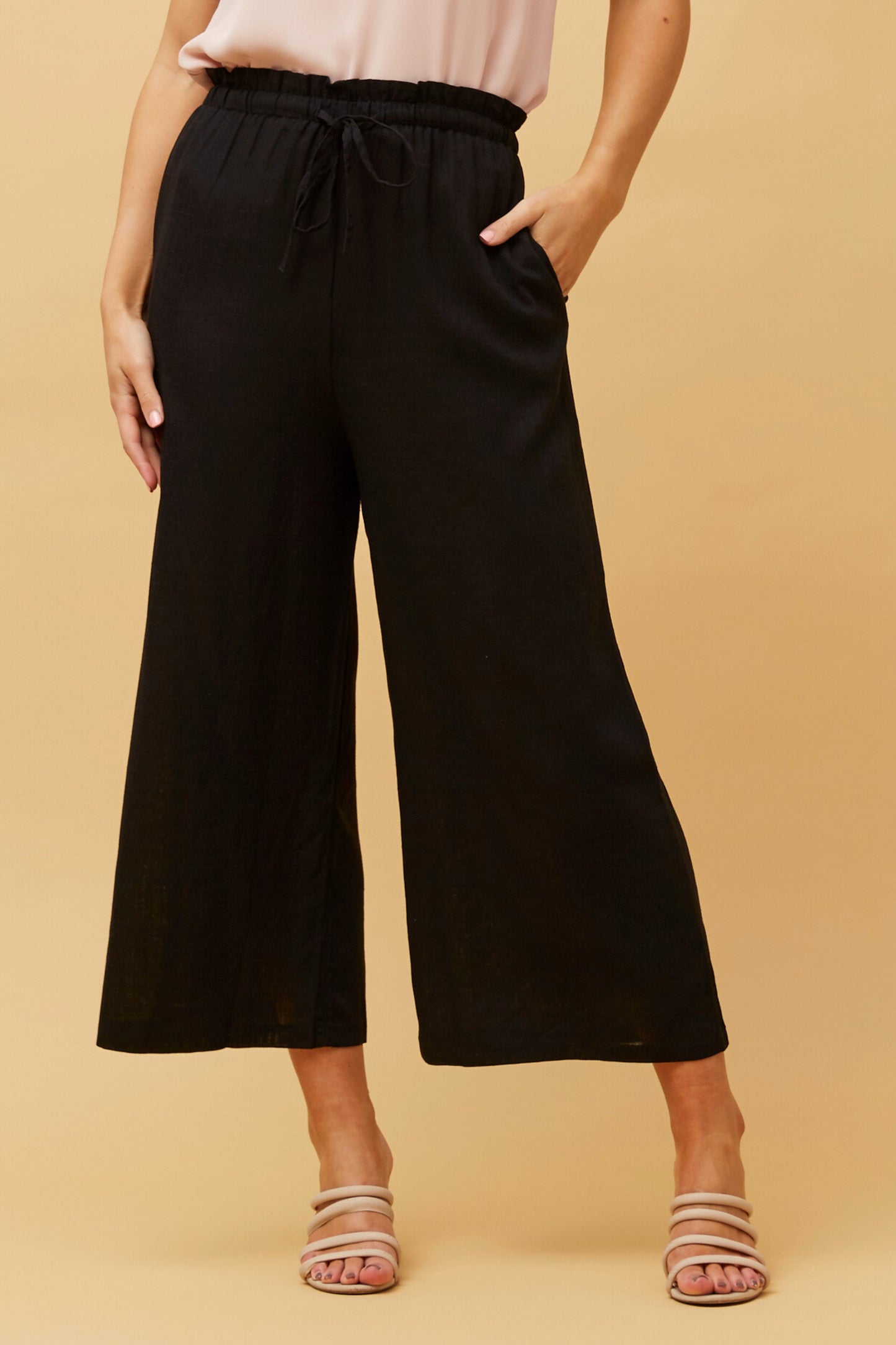 Alexa Linen Pants - Black P509224