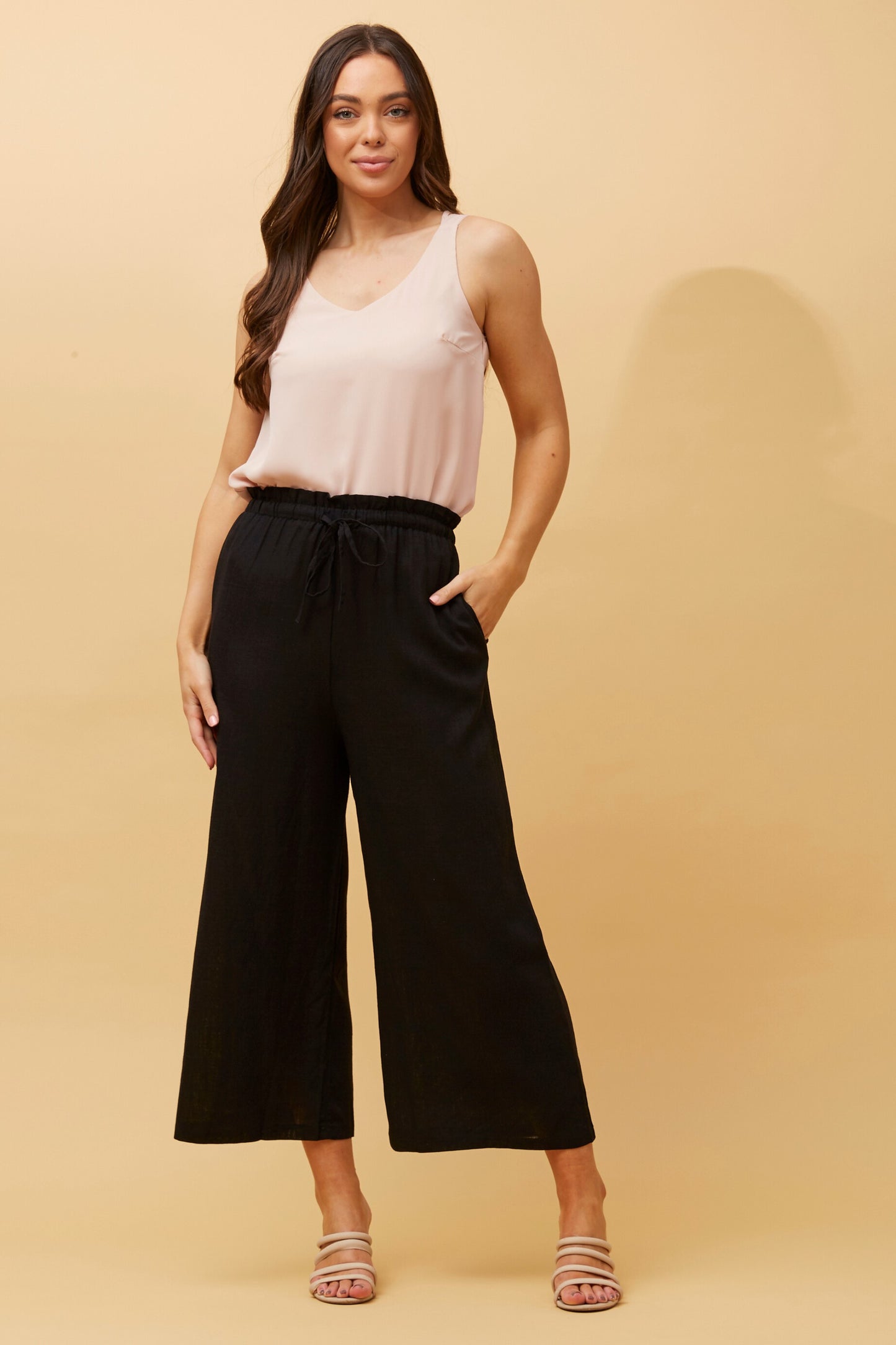 Alexa Linen Pants - Black P509224