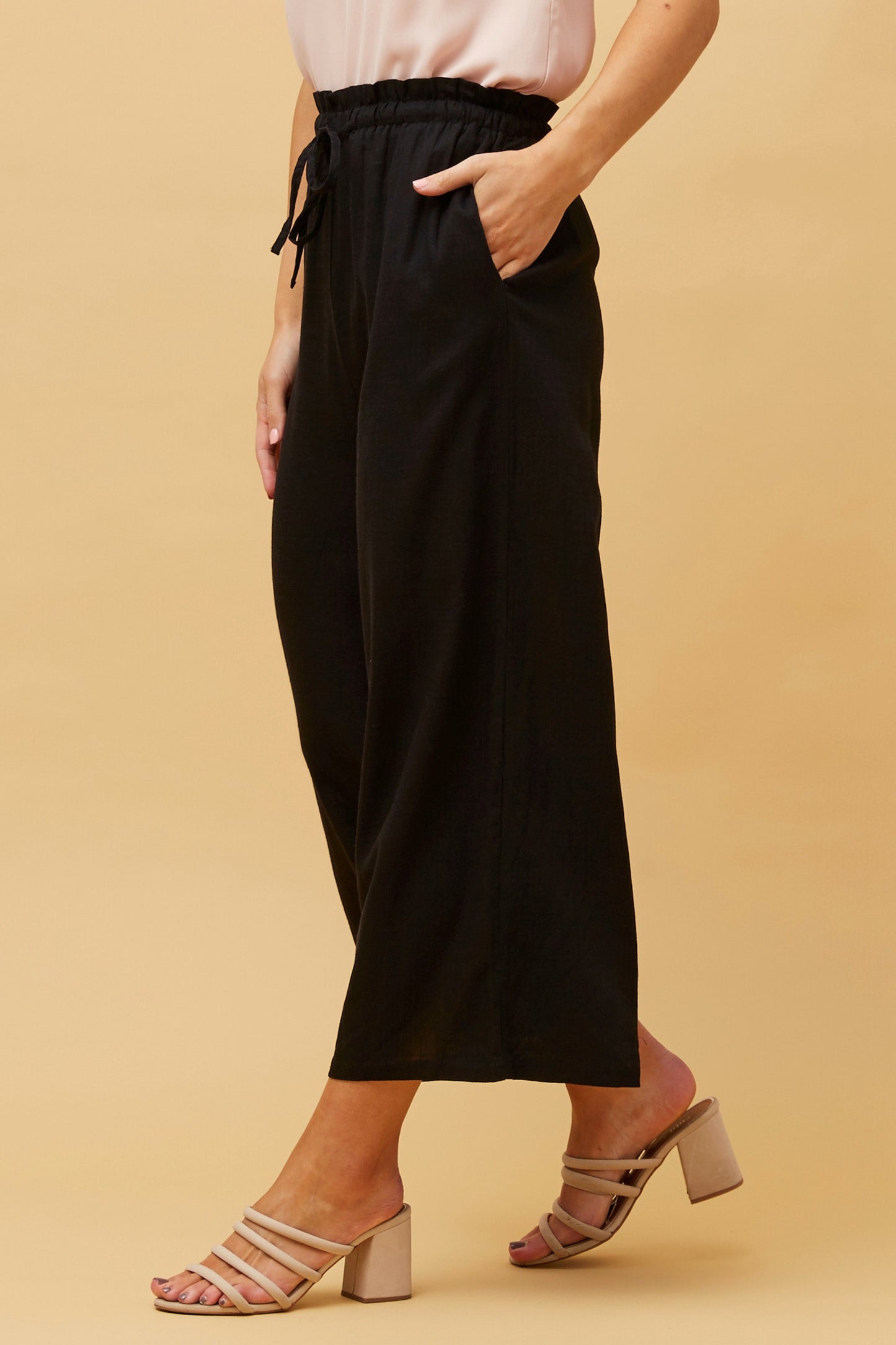 Alexa Linen Pants - Black P509224