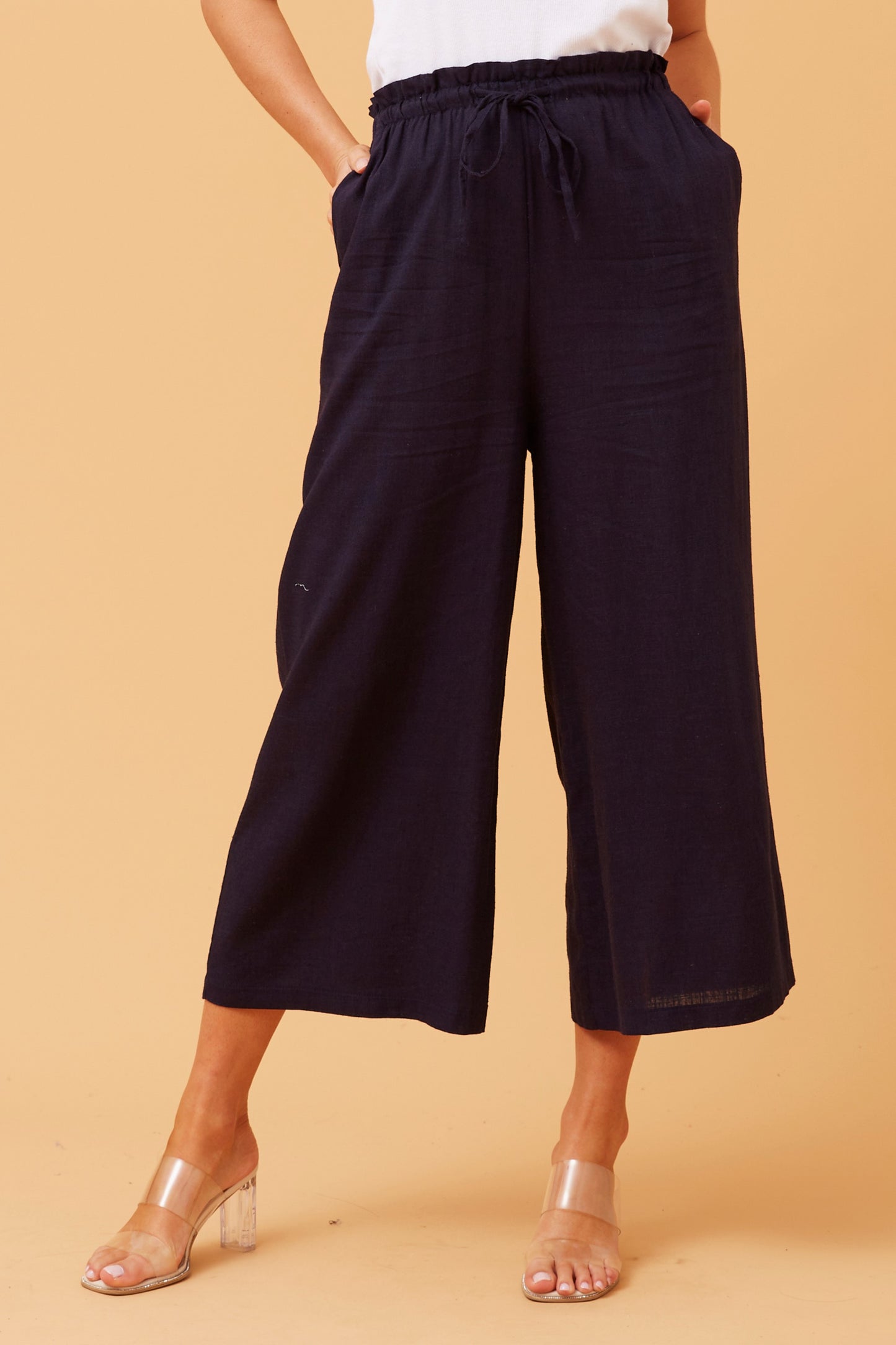 Alexa Linen Pants - Navy P509224