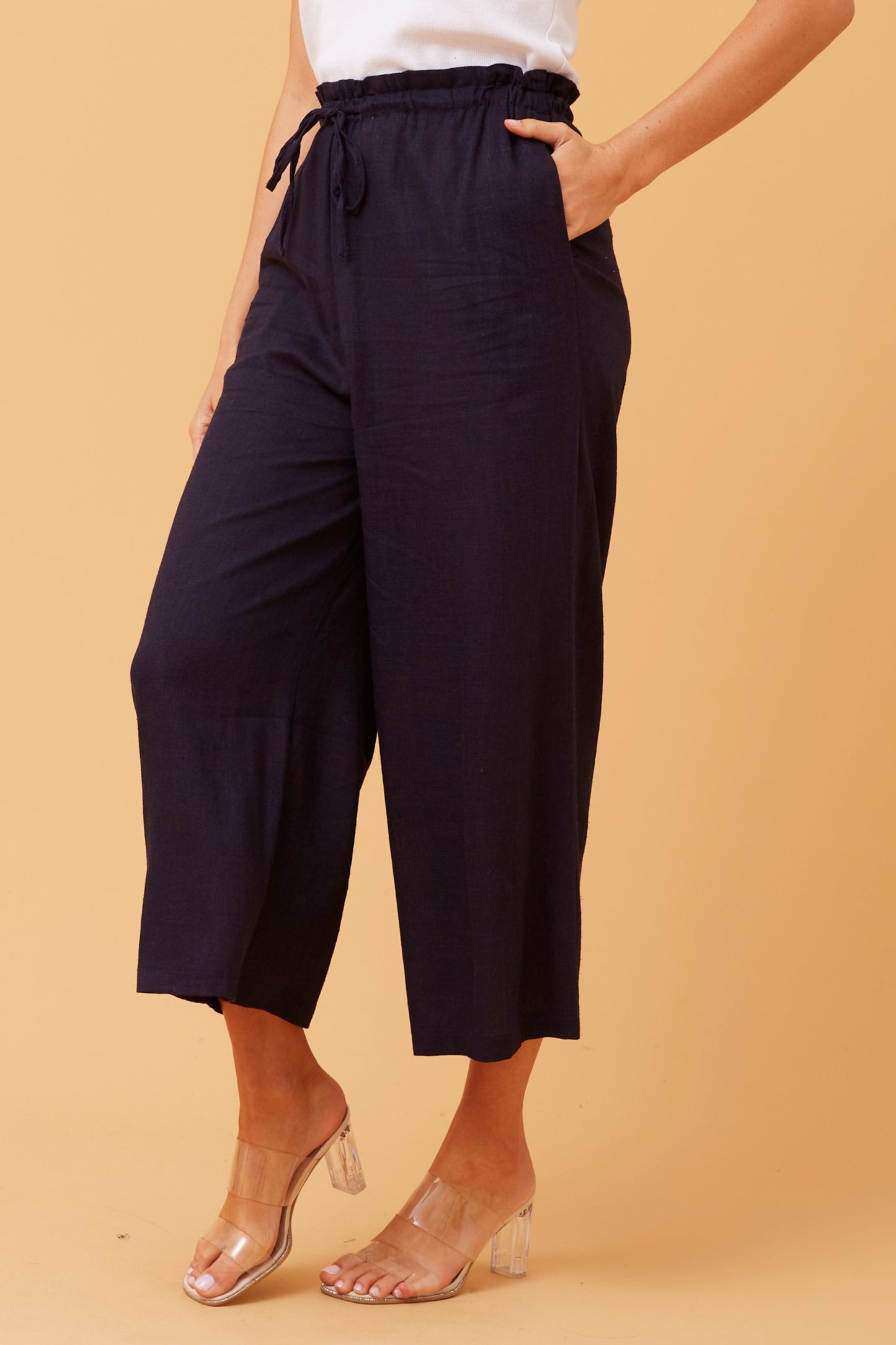 Alexa Linen Pants - Navy P509224