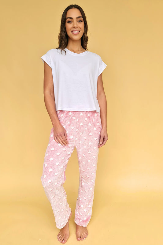 Heart Print Fluffy Pyjama Pant P509478