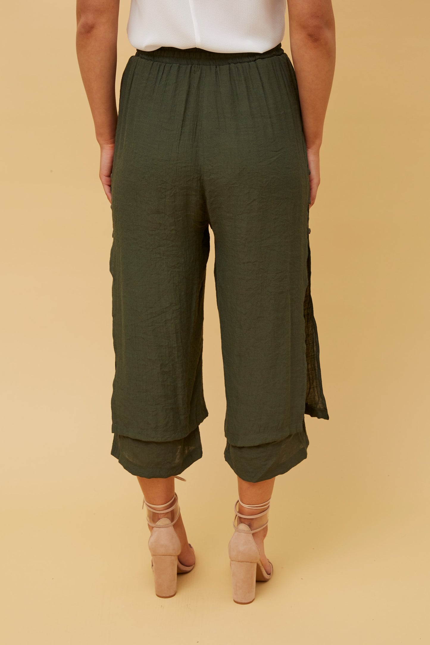 Jenna Button Detail Pant P510691 - Khaki