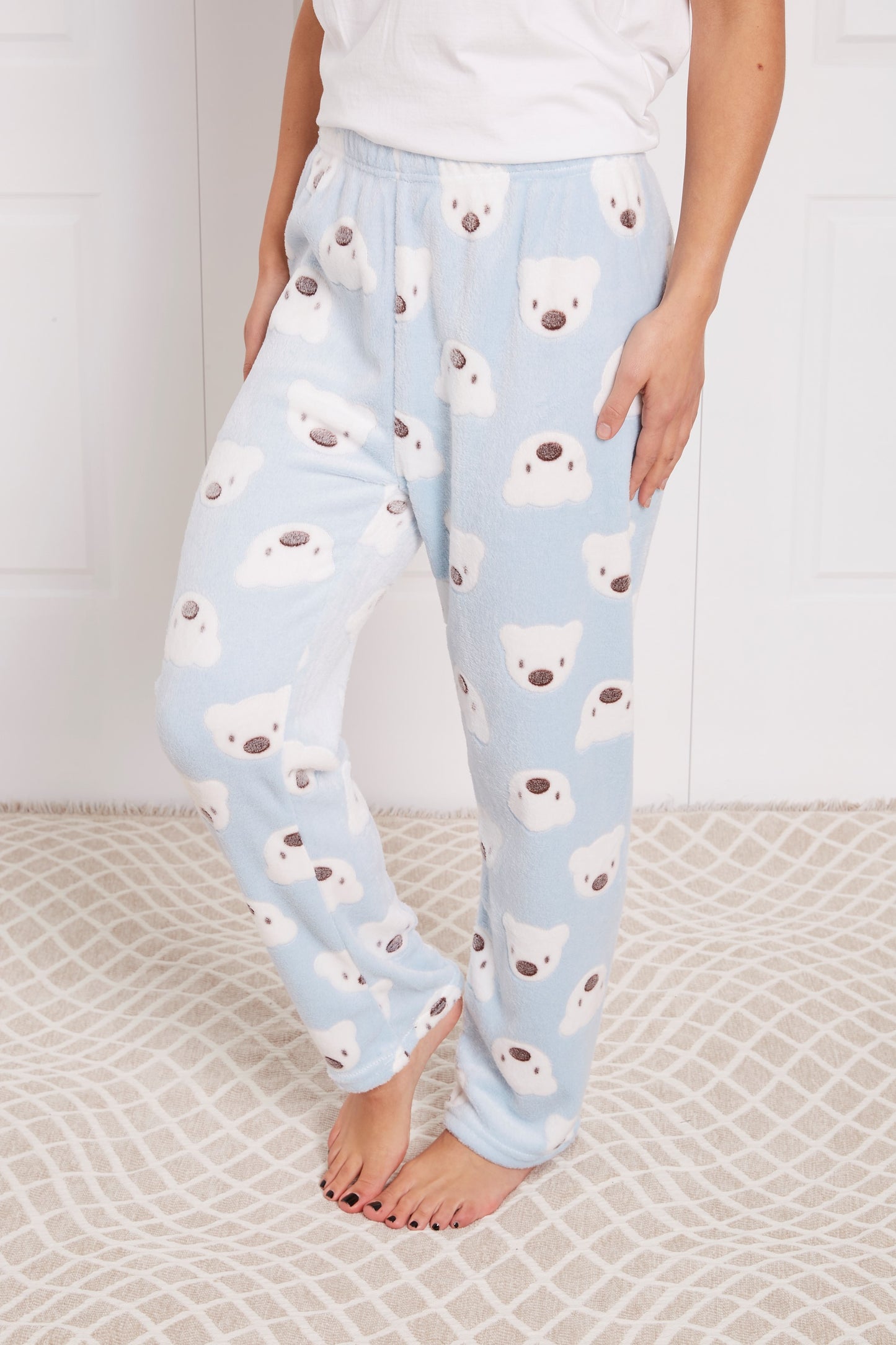 Teddy Print Fluffy Pyjama Light Blue Pant P514324