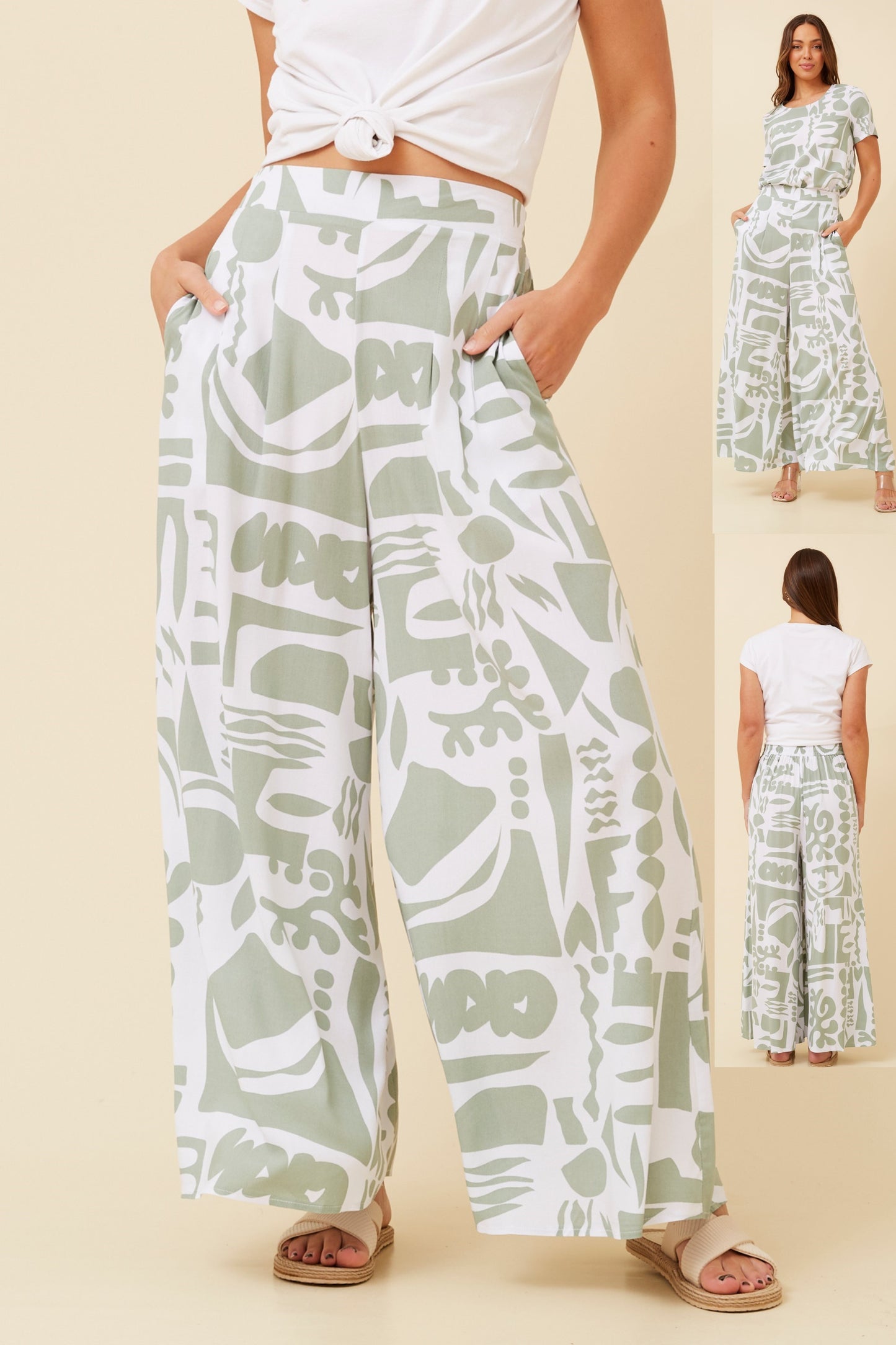 Aida Abstract Print Wide Leg Pant P520046