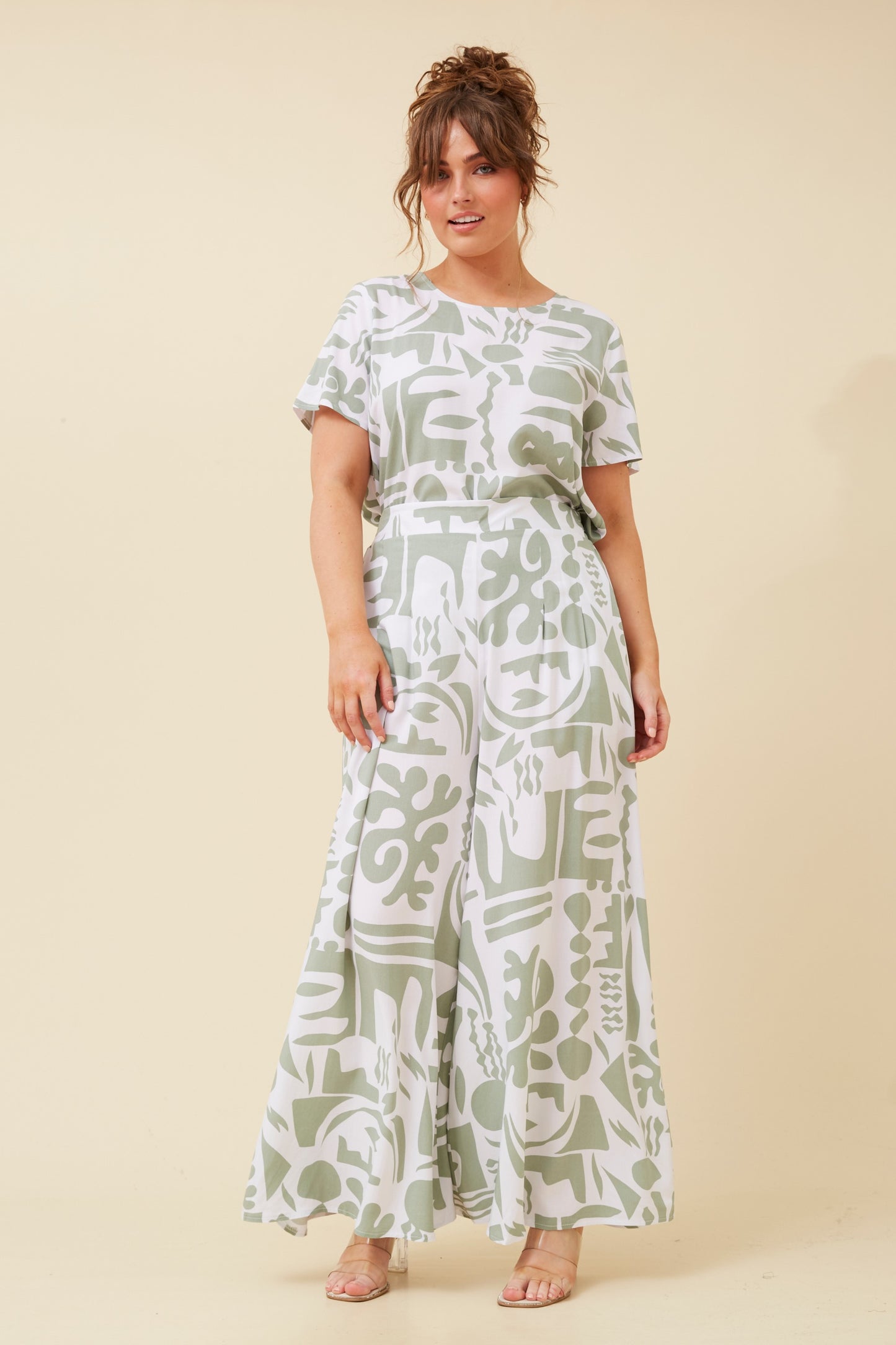 Aida Abstract Print Wide Leg Pant P520046