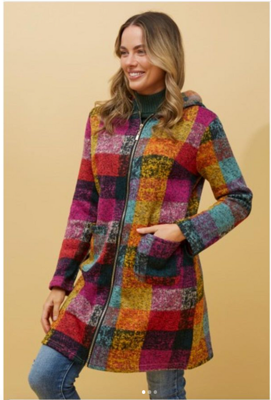 Sena Multi coloured check coat CO515897