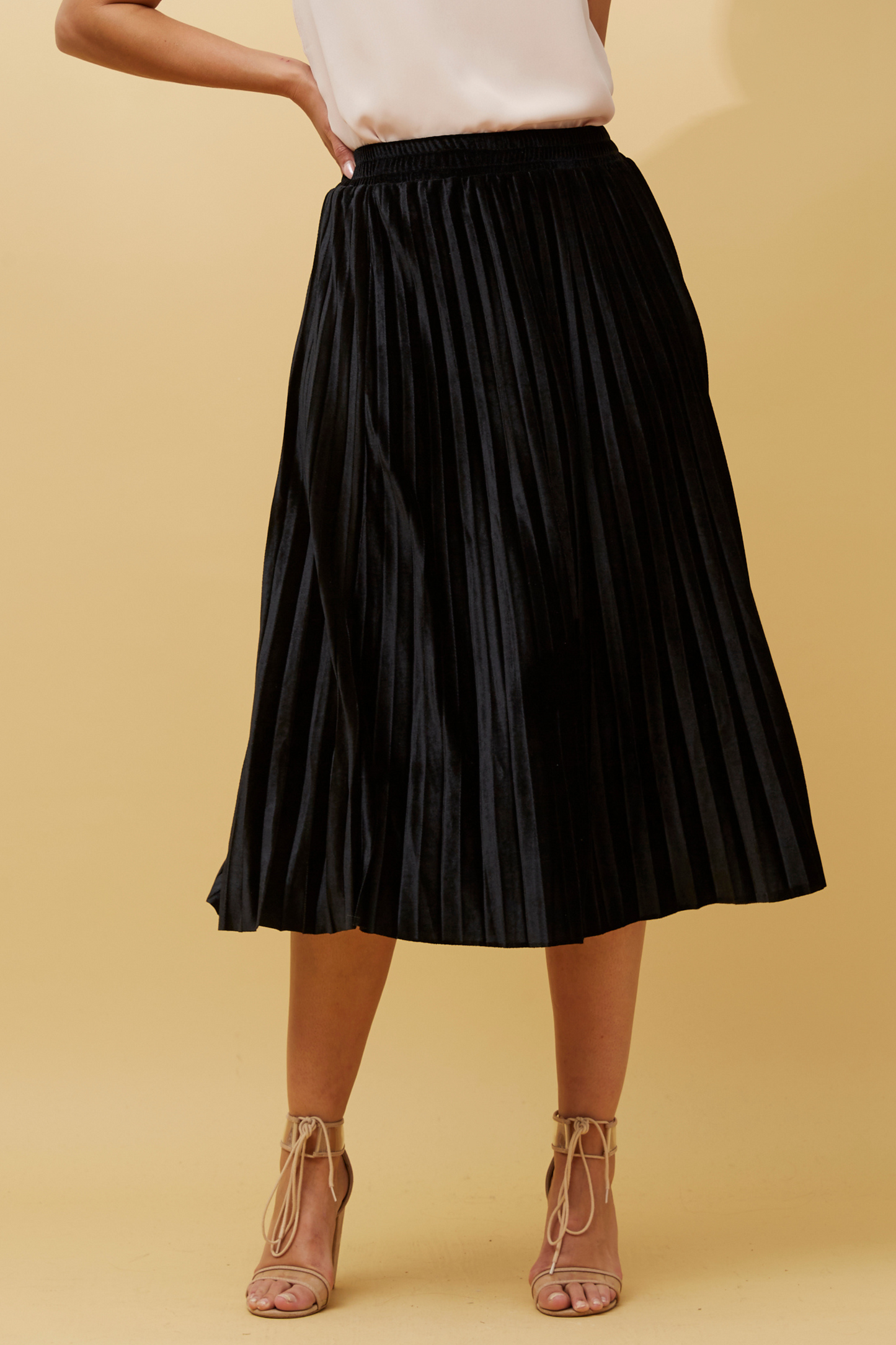 Cory Pleated Midi Black Skirt S51264