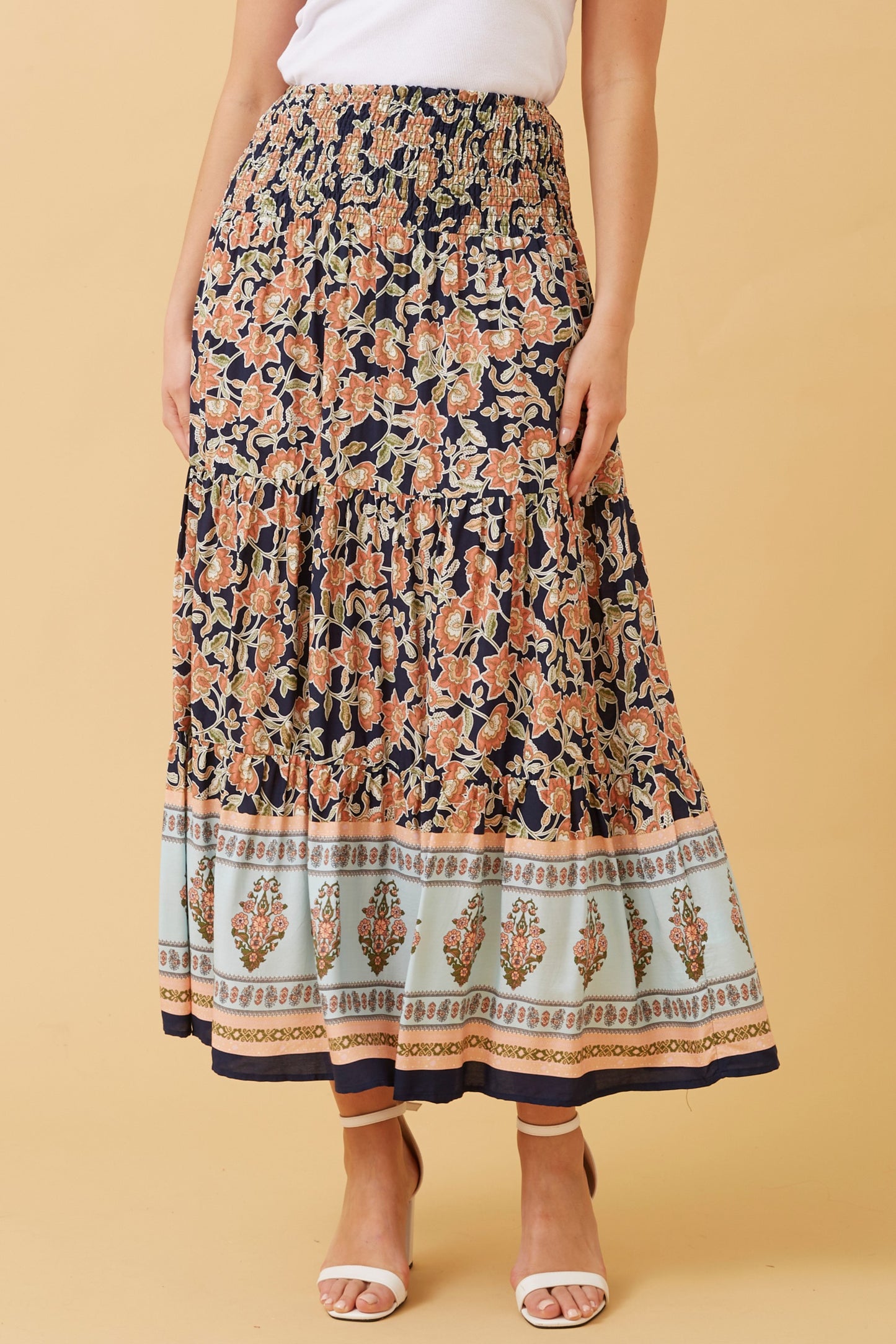 Boho Floral Maxi Skirt S518349