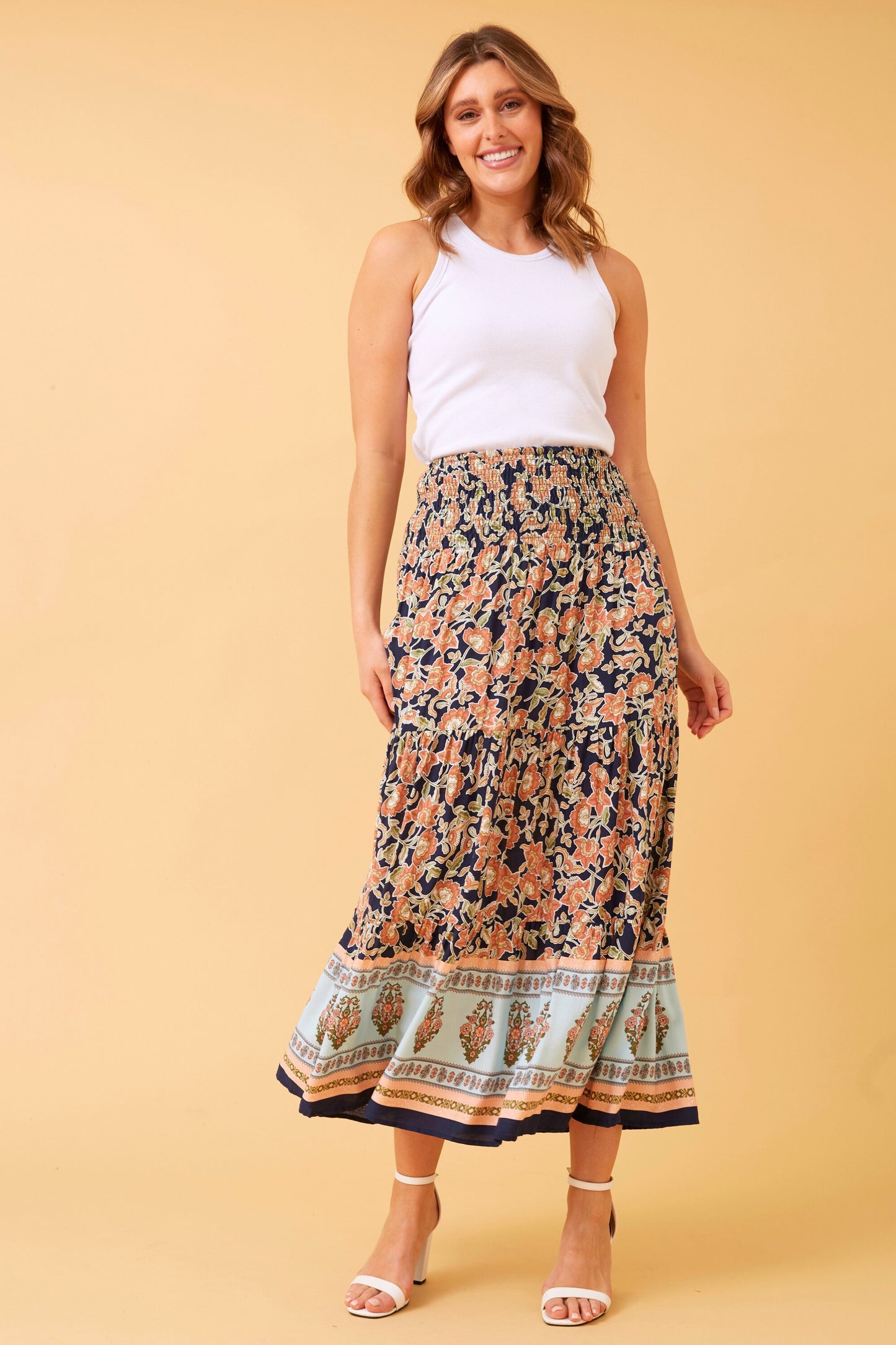 Boho Floral Maxi Skirt S518349