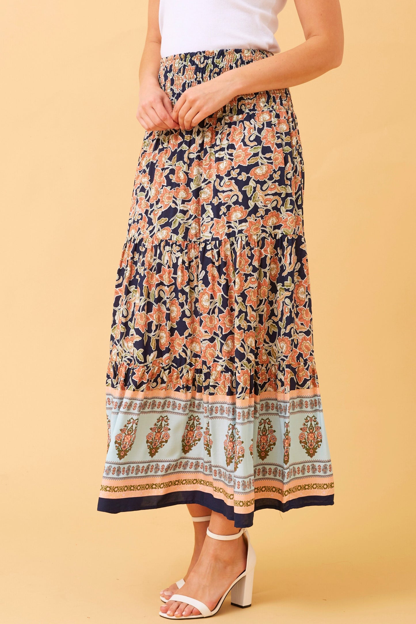 Boho Floral Maxi Skirt S518349