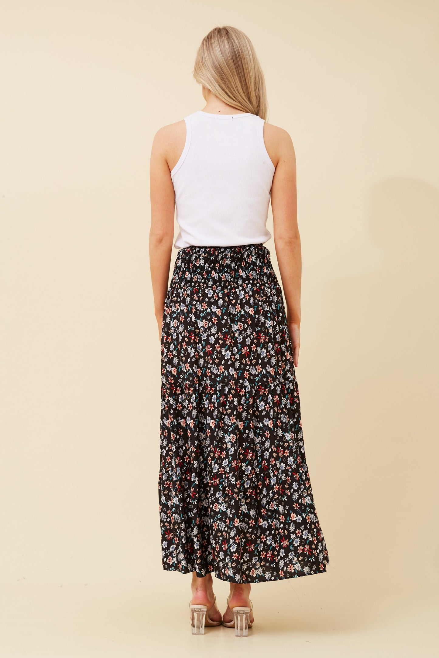 Samantha Floral Maxi Skirt - S521257 Black