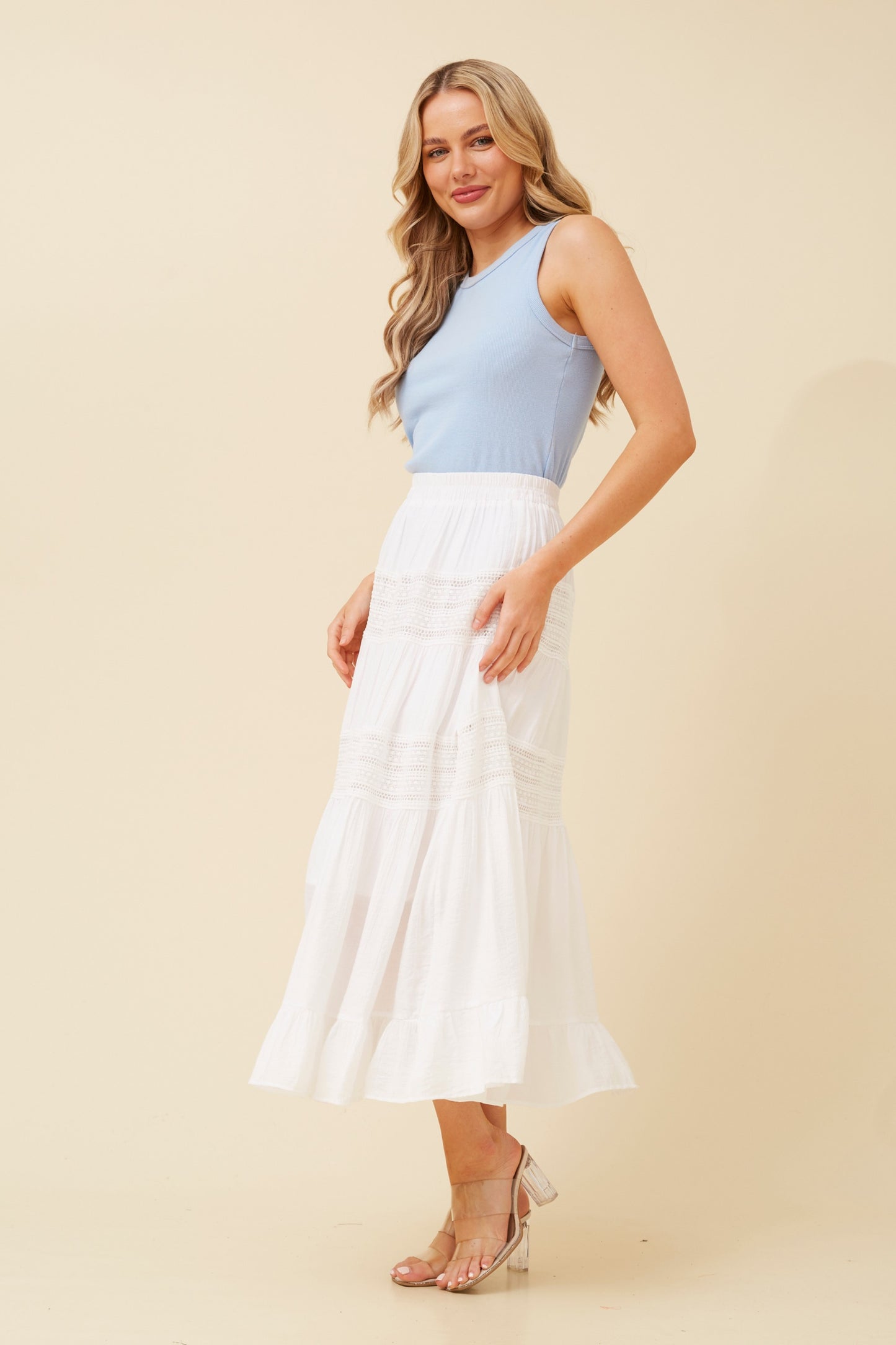 Elise Crochet Detail Midi Skirt S733324