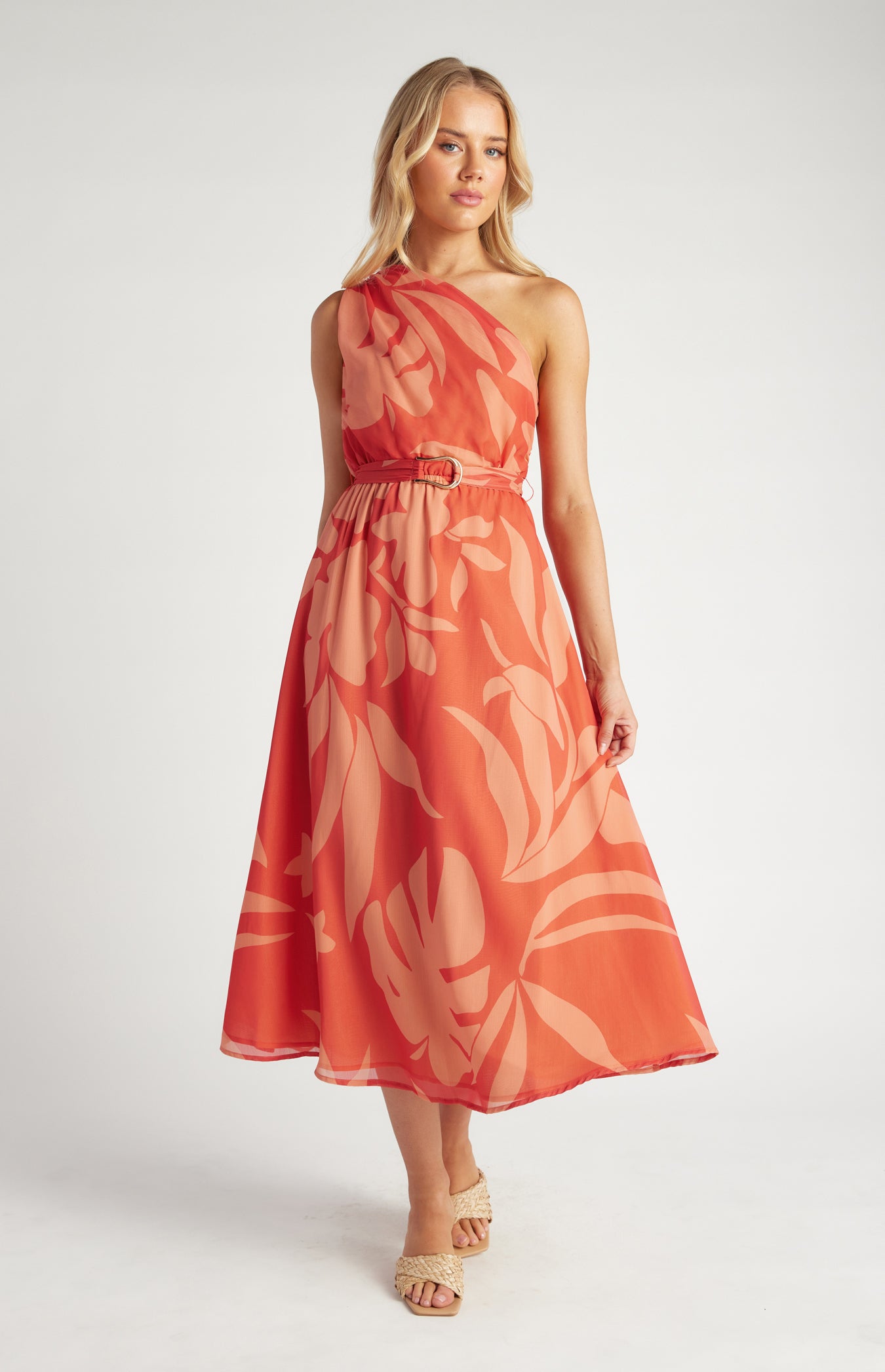 Naya Floral Chiffon Dress with Belt