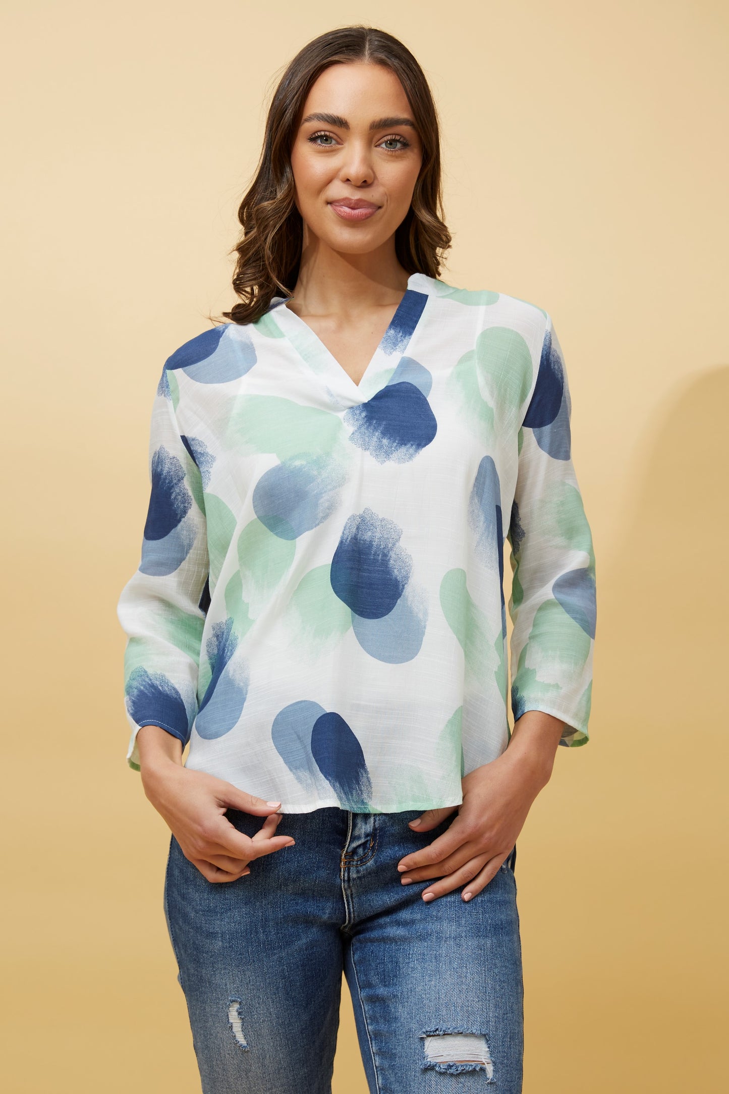 Selena Polka Dot Blouse T165012 - Green