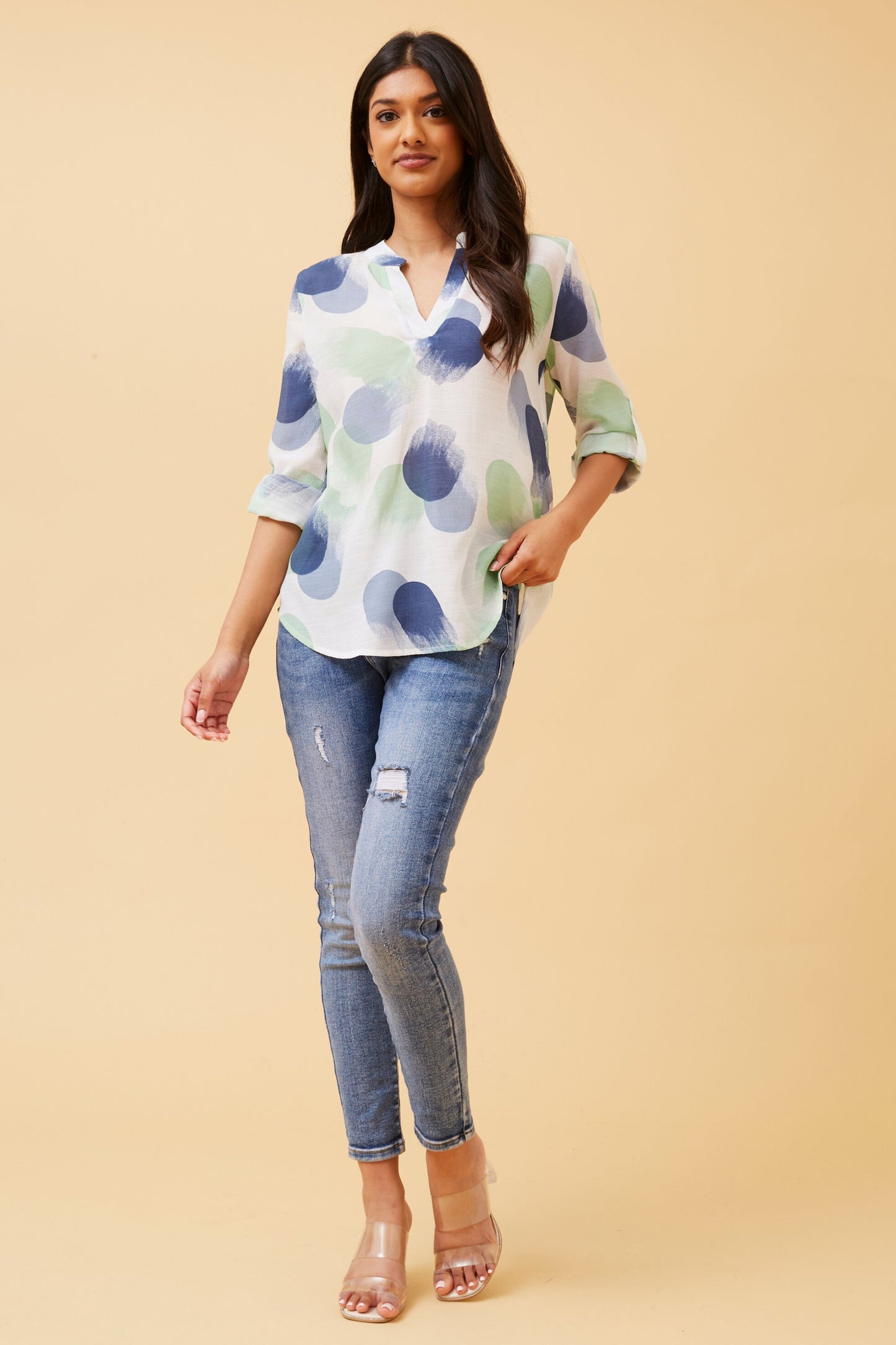 Selena Polka Dot Blouse T165012 - Green