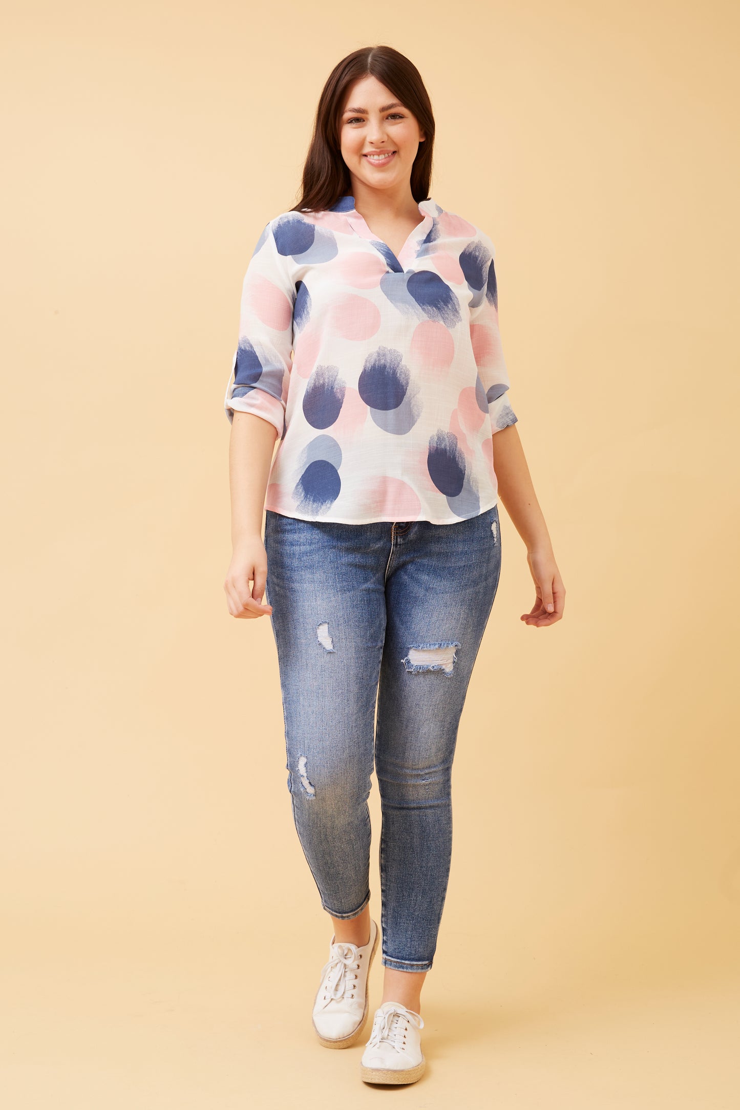 Selena Polka Dot Blouse T165012 - Multi Pink