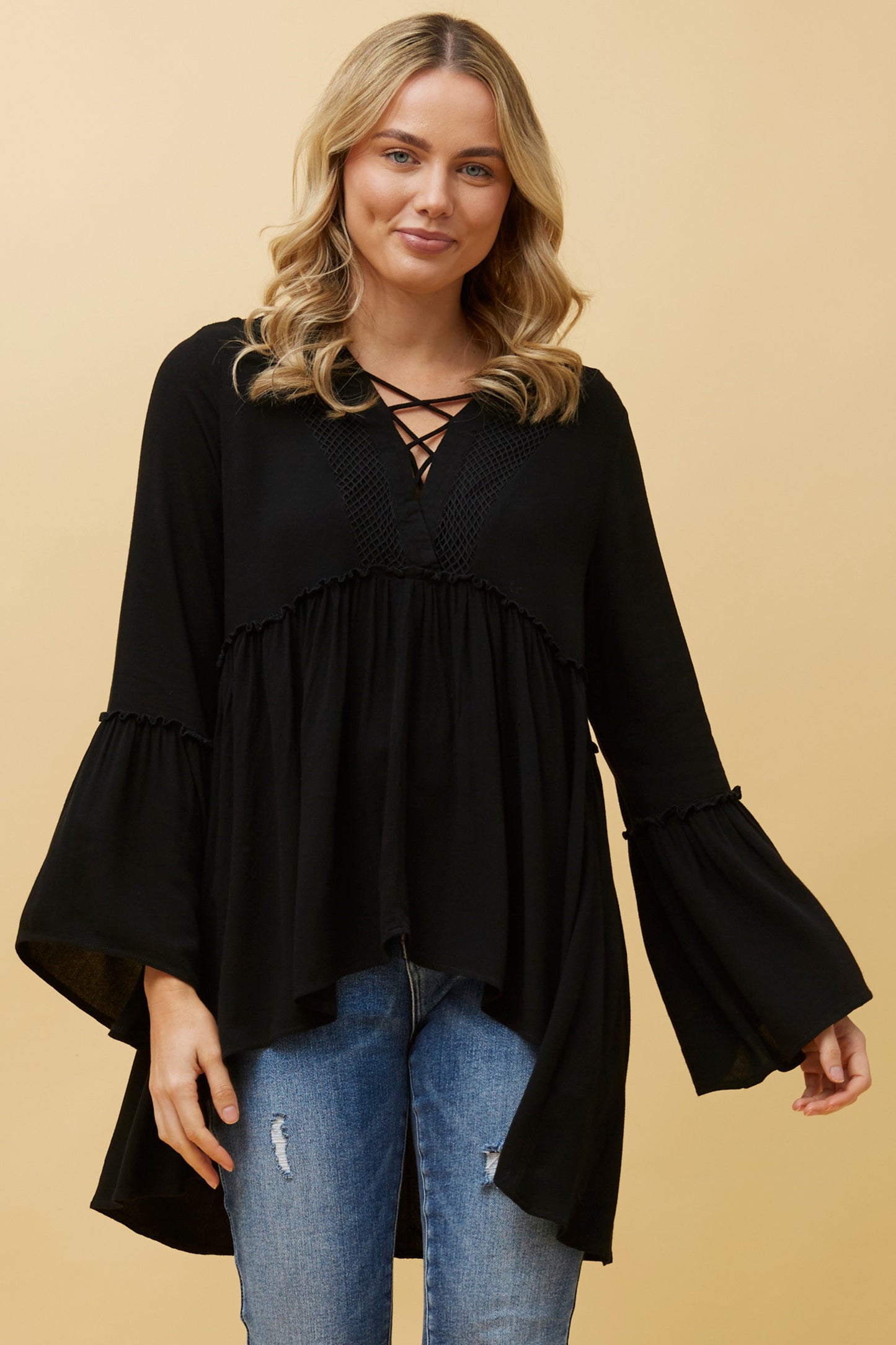 Julia Long Sleeve Blouse - Black T502007/IZ502007