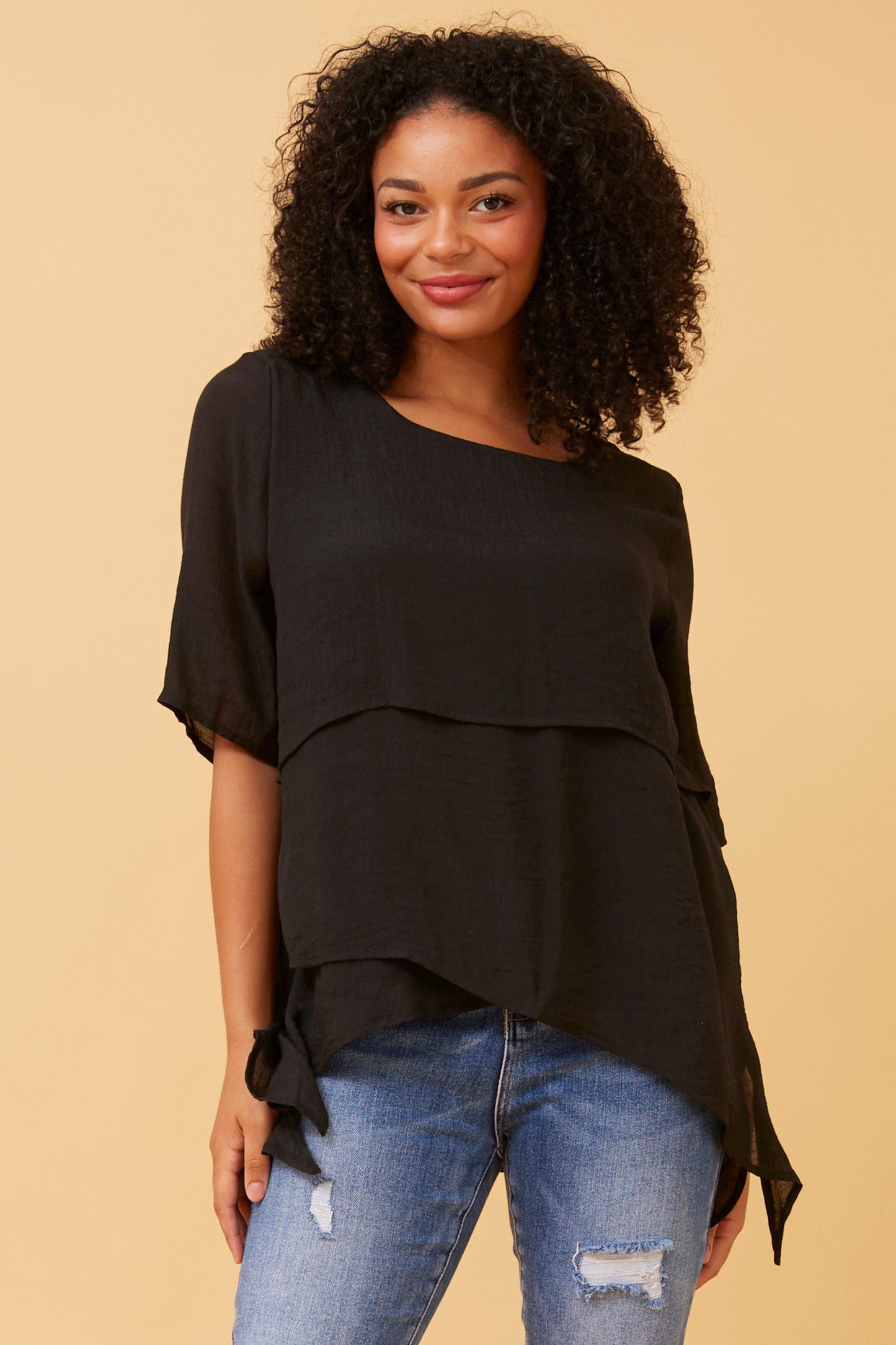 Emery Double Layer Top - Black T510535