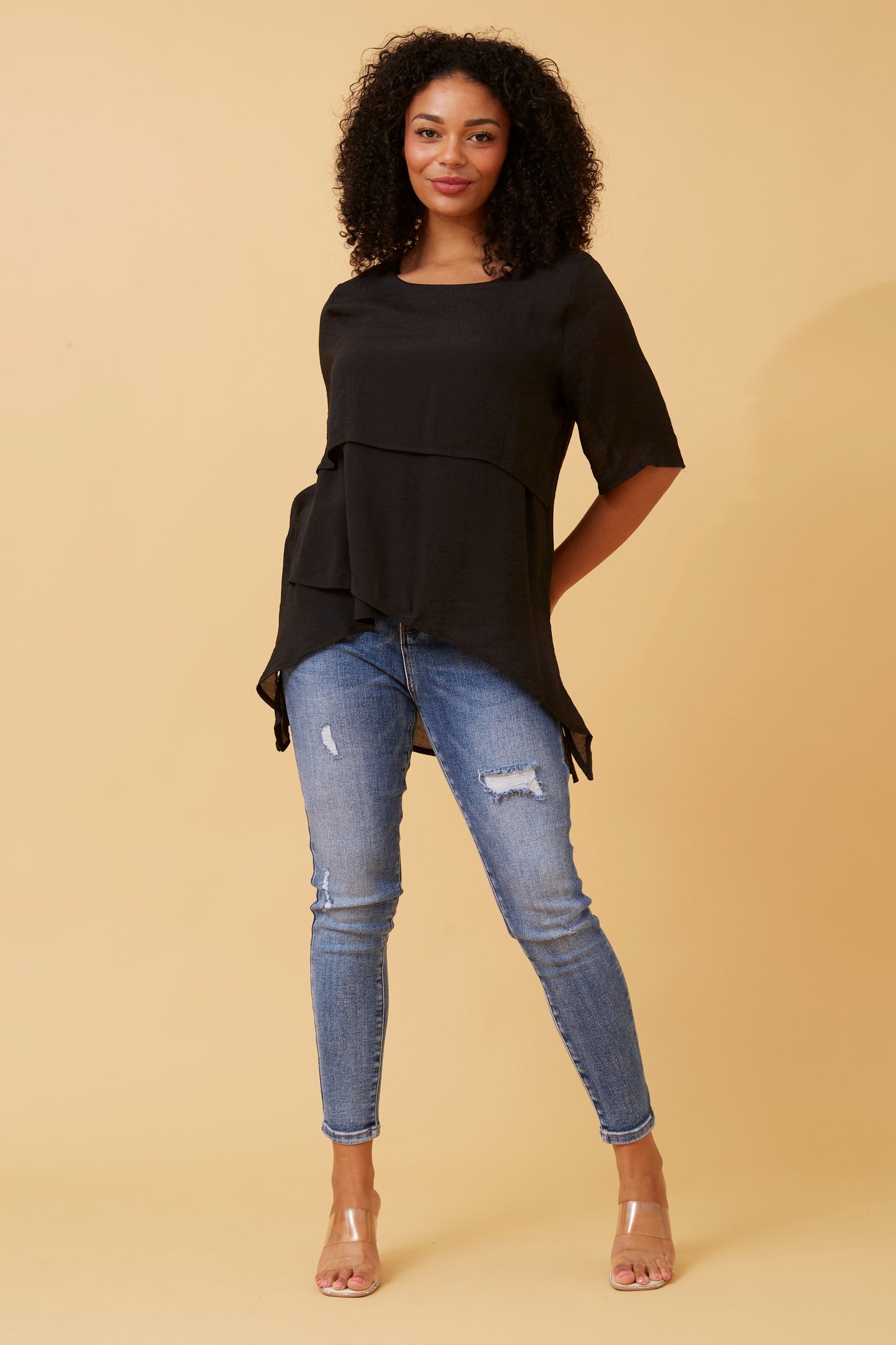 Emery Double Layer Top - Black T510535