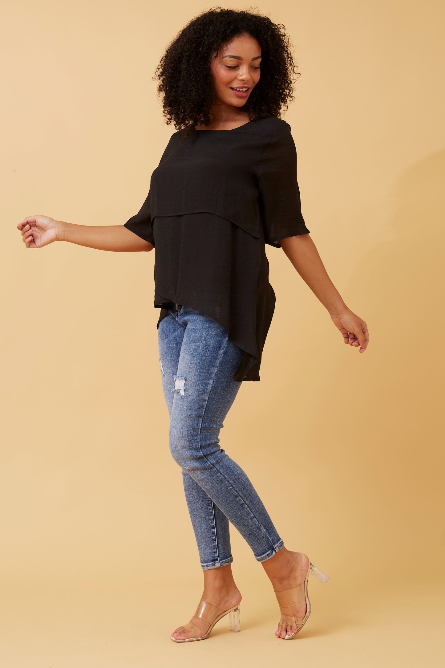 Emery Double Layer Top - Black T510535