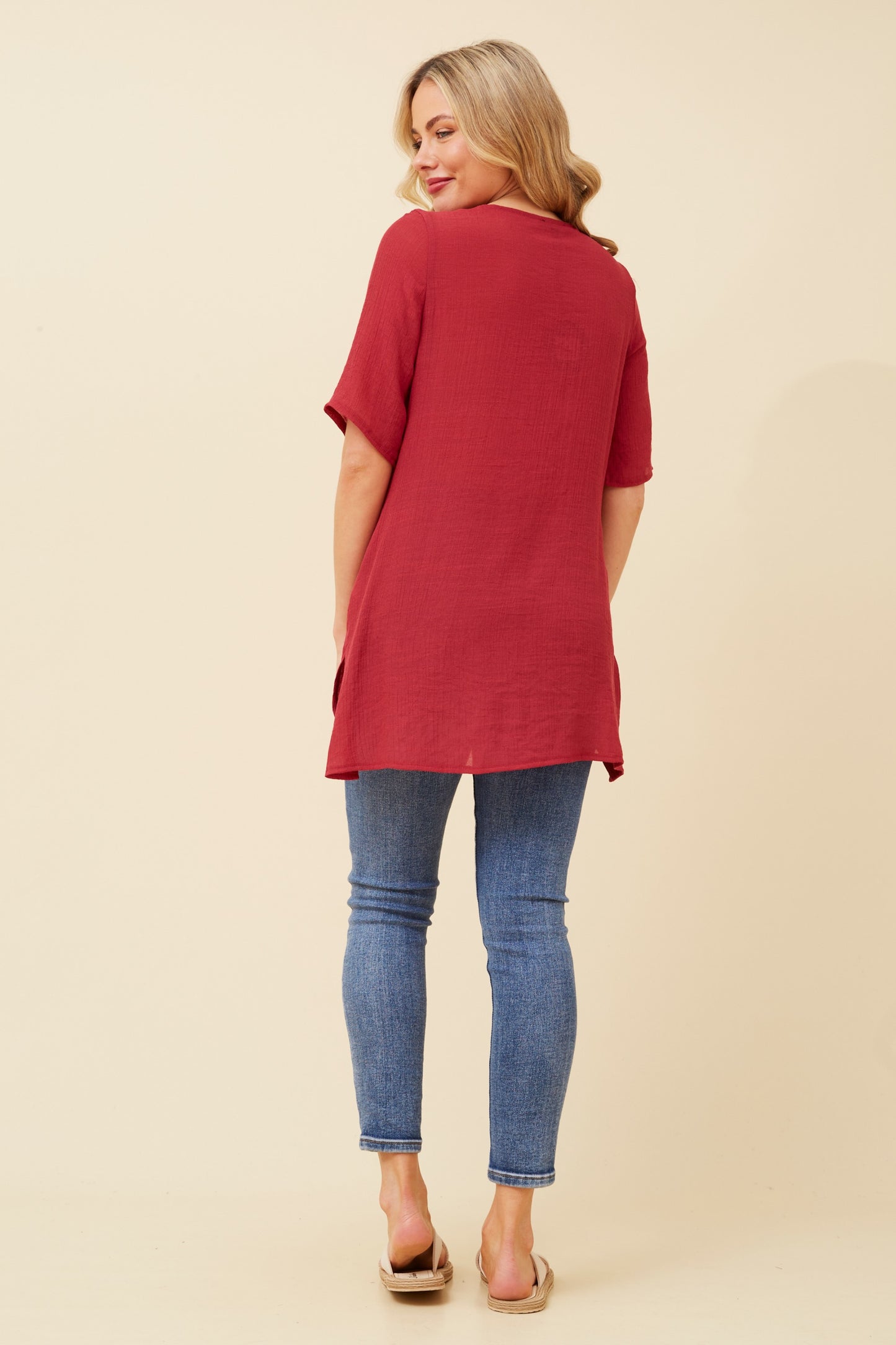 Emery Double Layer Top - Red Dahlia T510535