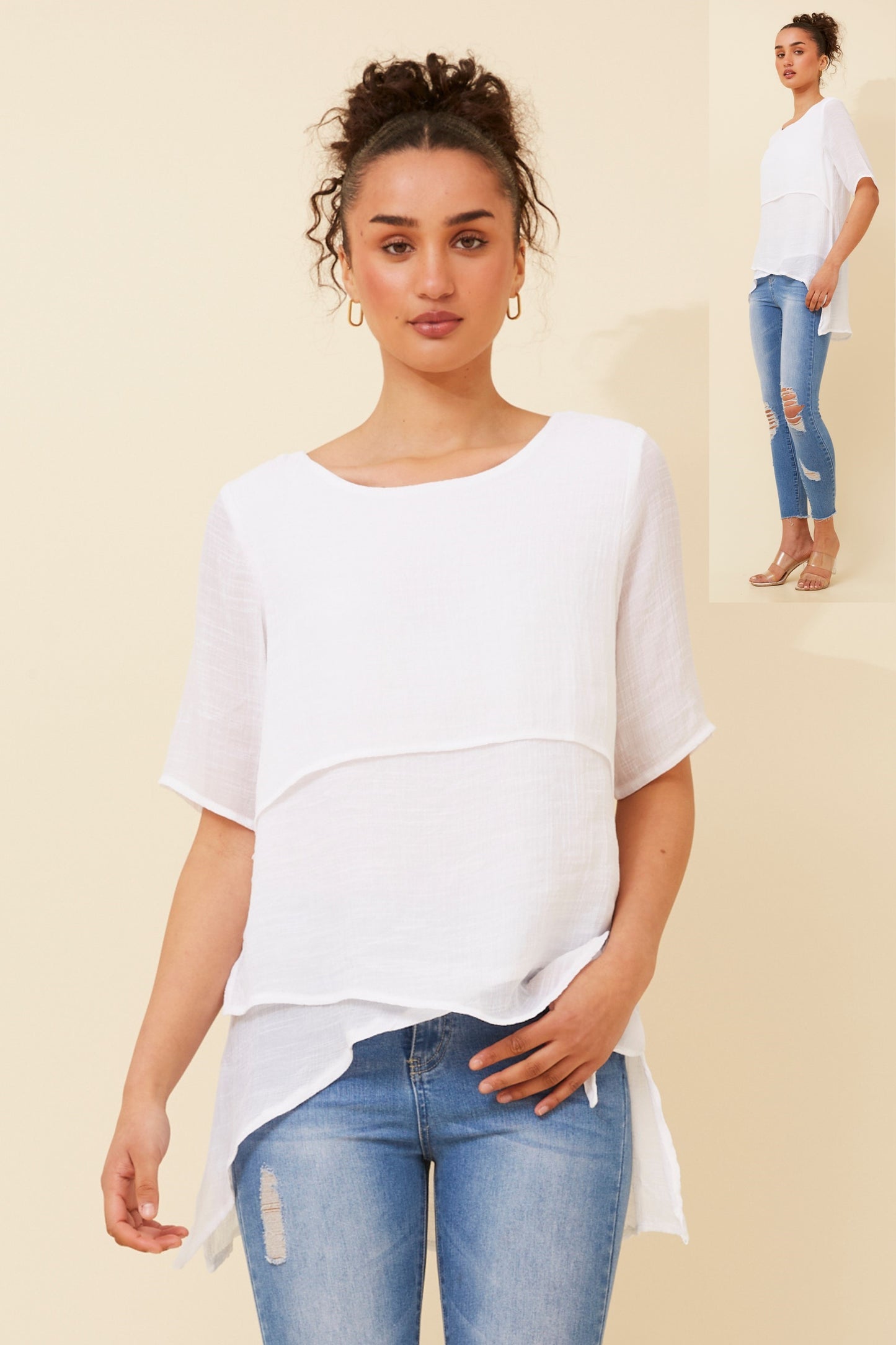 Emery Double Layer Top - White T510535