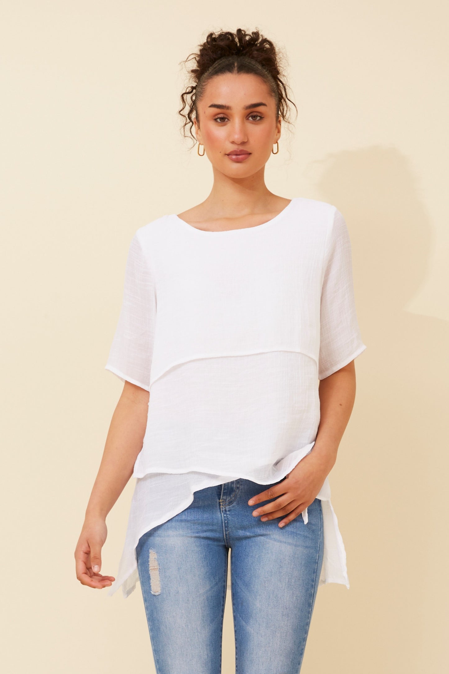 Emery Double Layer Top - White T510535