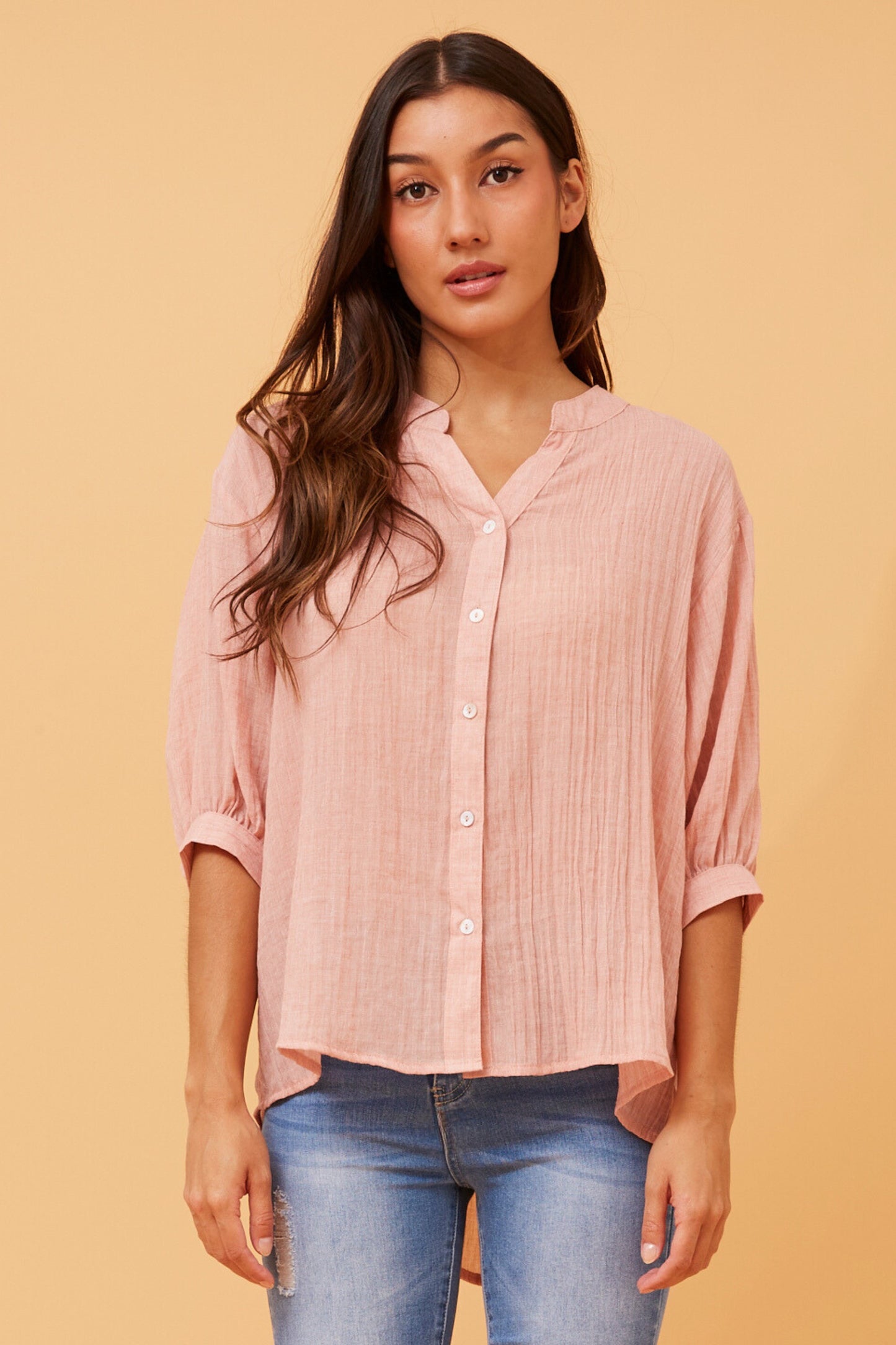 Rosa Shirt with Back Button Detail - Rosewood T511586