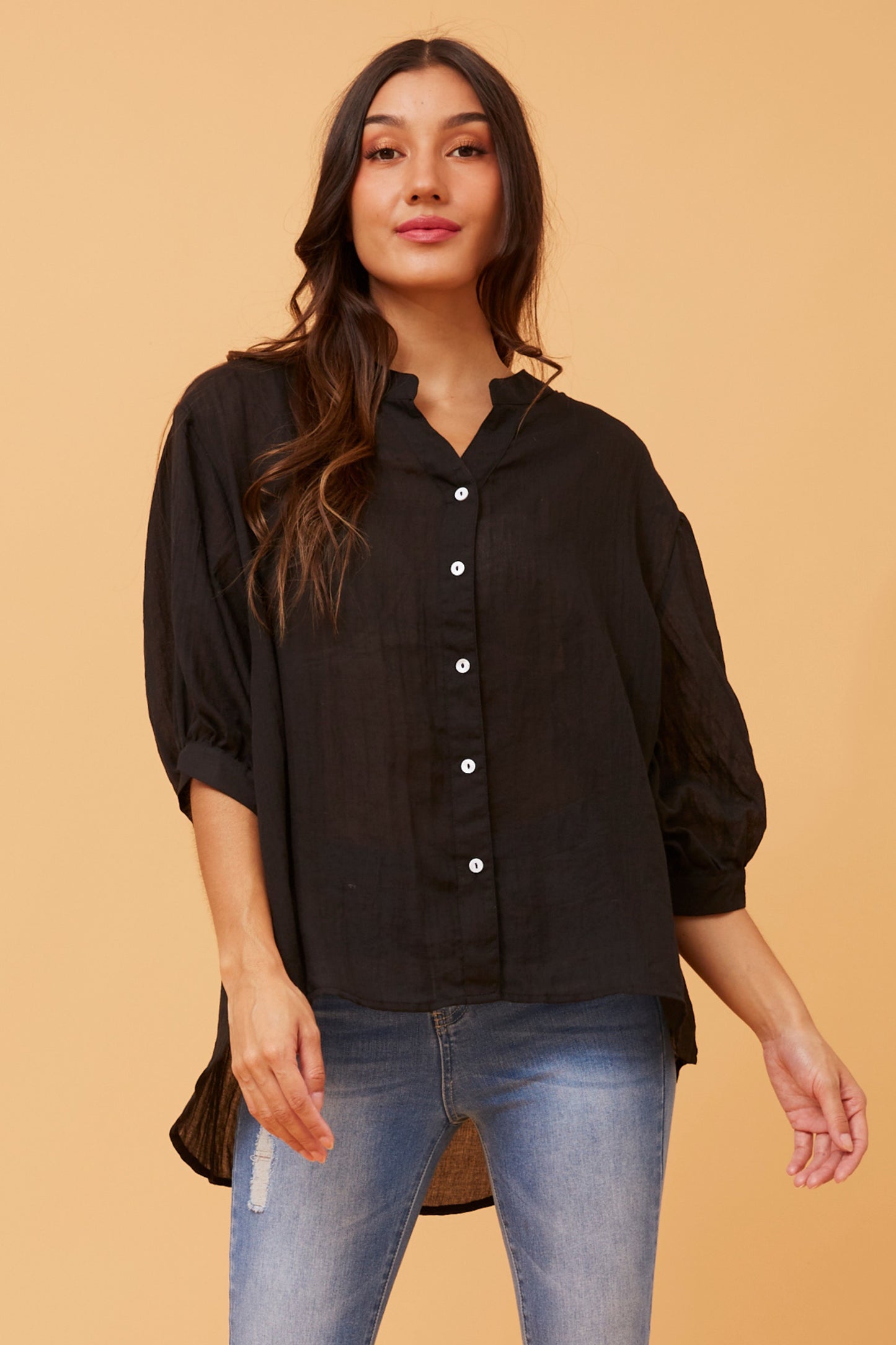 Rosa Shirt with Back Button Detail - Black T511586