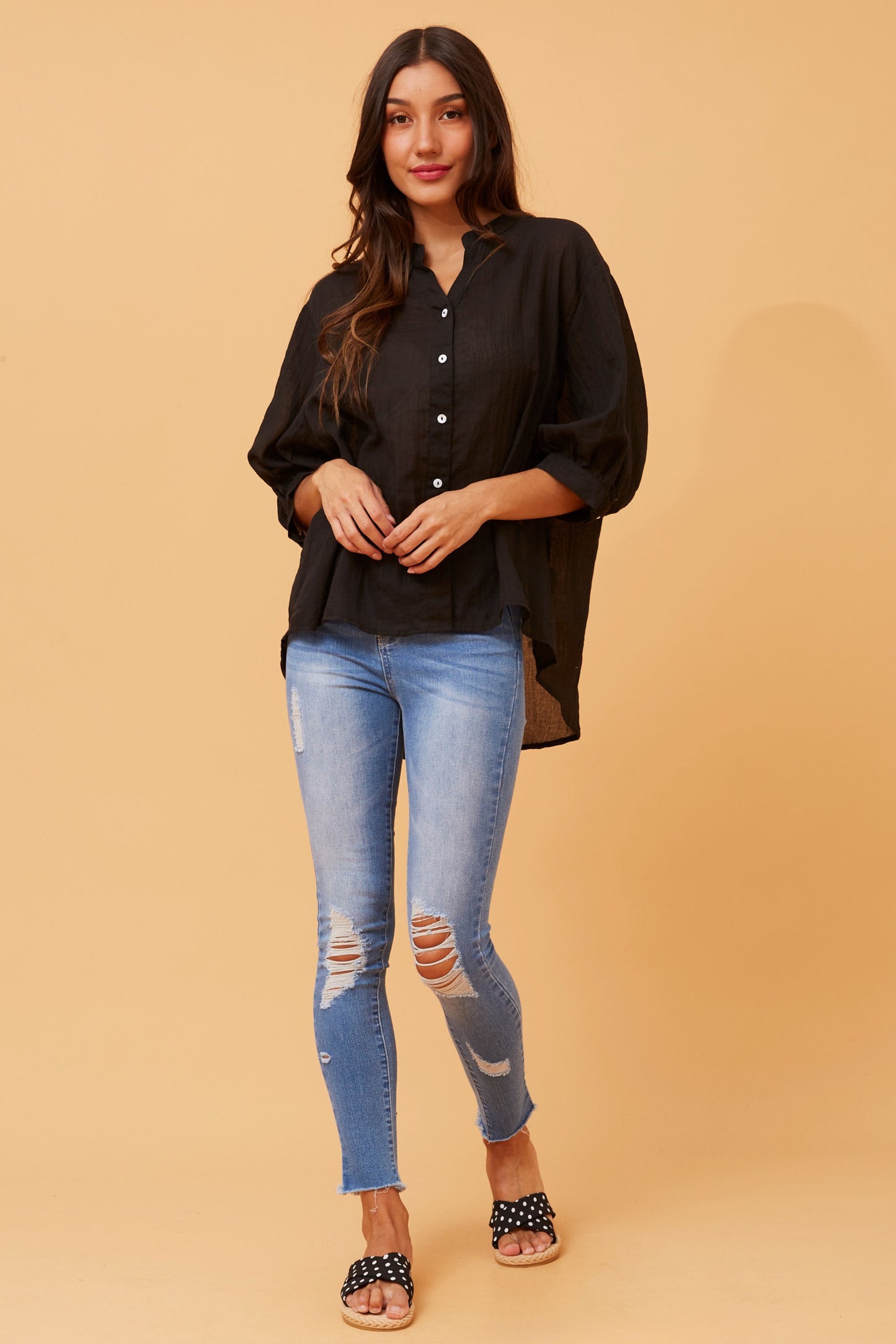 Rosa Shirt with Back Button Detail - Black T511586