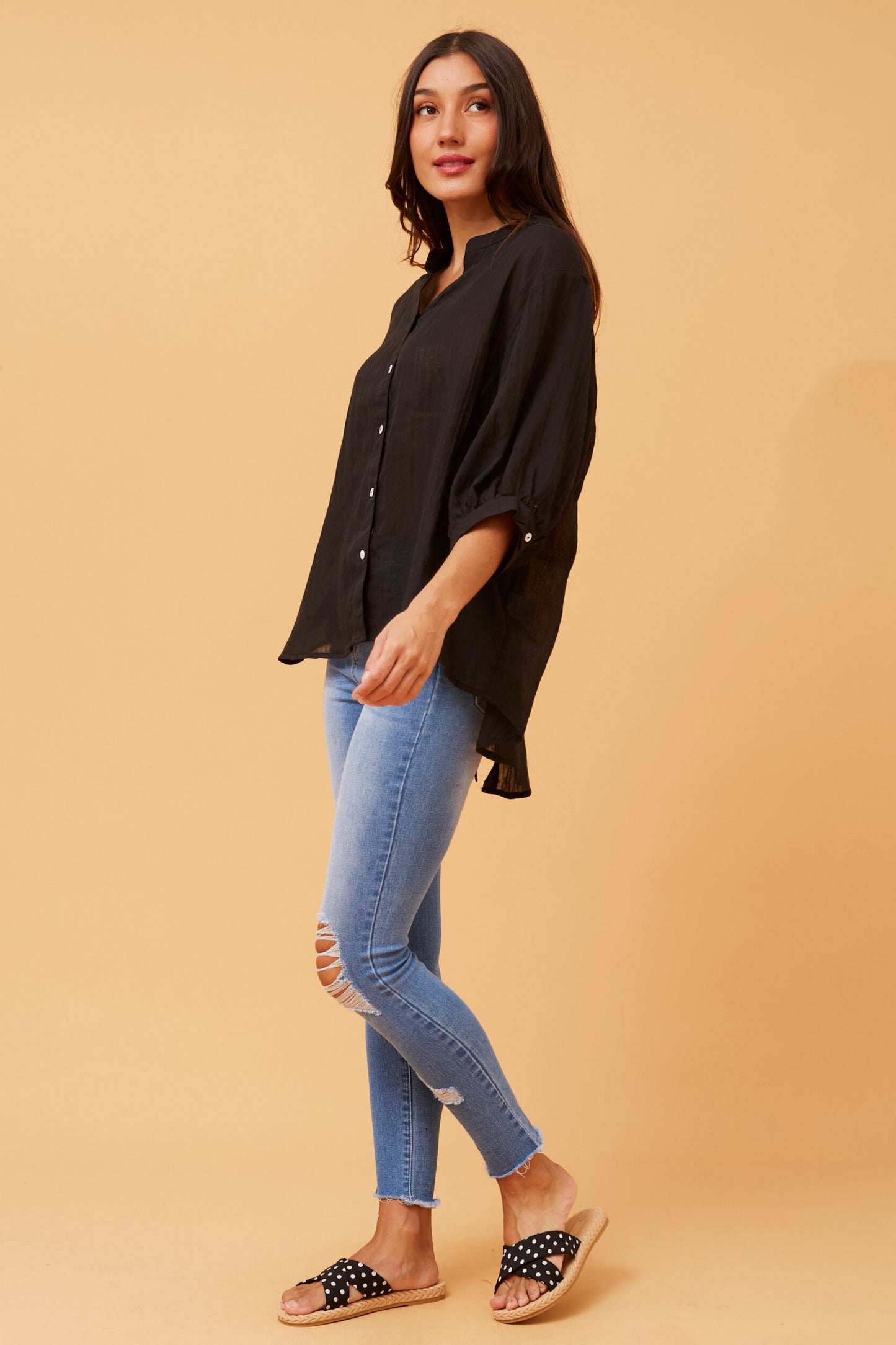 Rosa Shirt with Back Button Detail - Black T511586