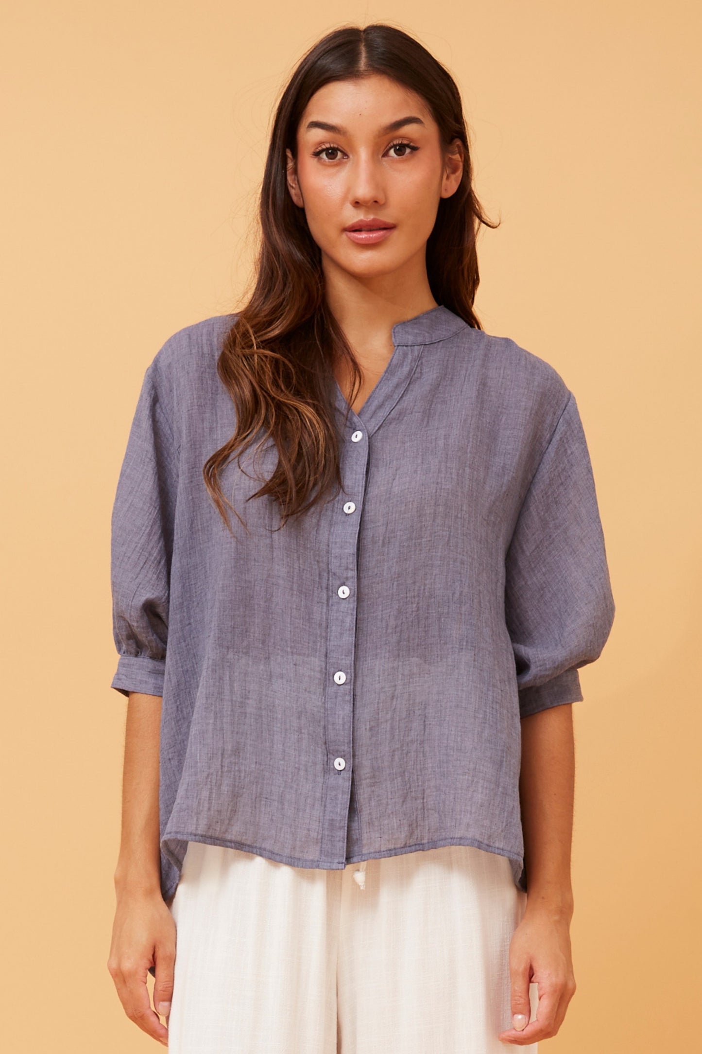 Rosa Shirt with Back Button Detail - Blue Jean T511586