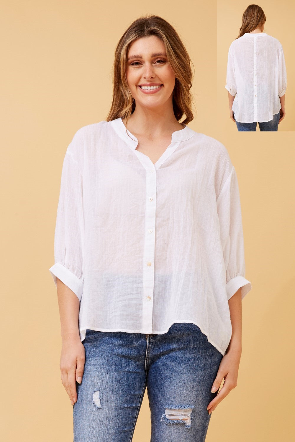 Rosa Shirt with Back Button Detail - White T511586