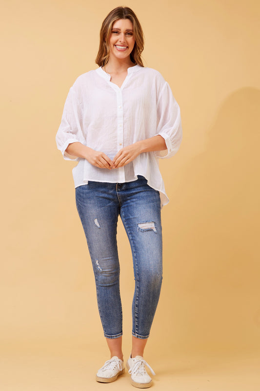 Rosa Shirt with Back Button Detail - White T511586